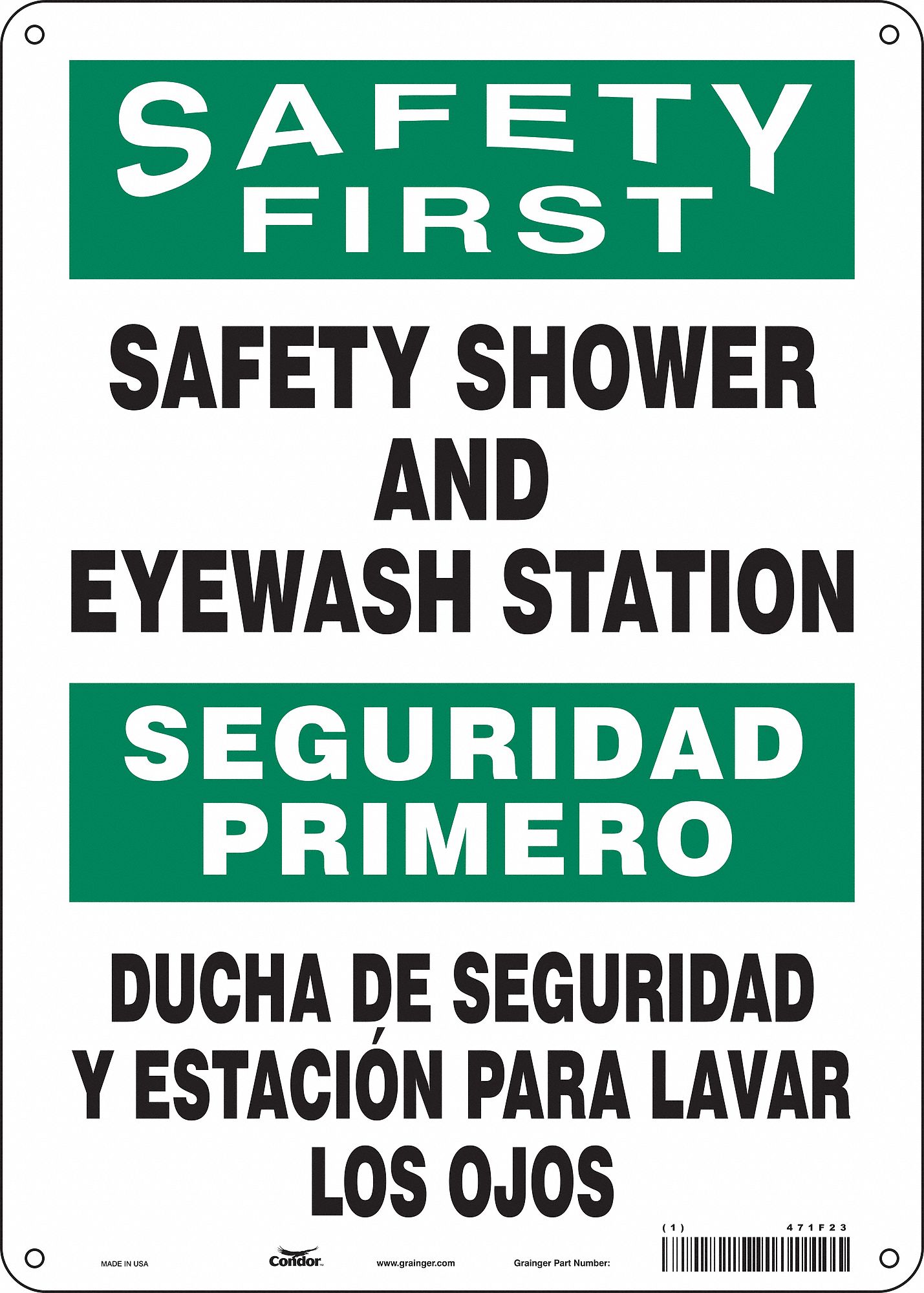 Safety Sign: Polyethylene, Mounting Holes Sign Mounting, 14 in x 10 in Nominal Sign Size