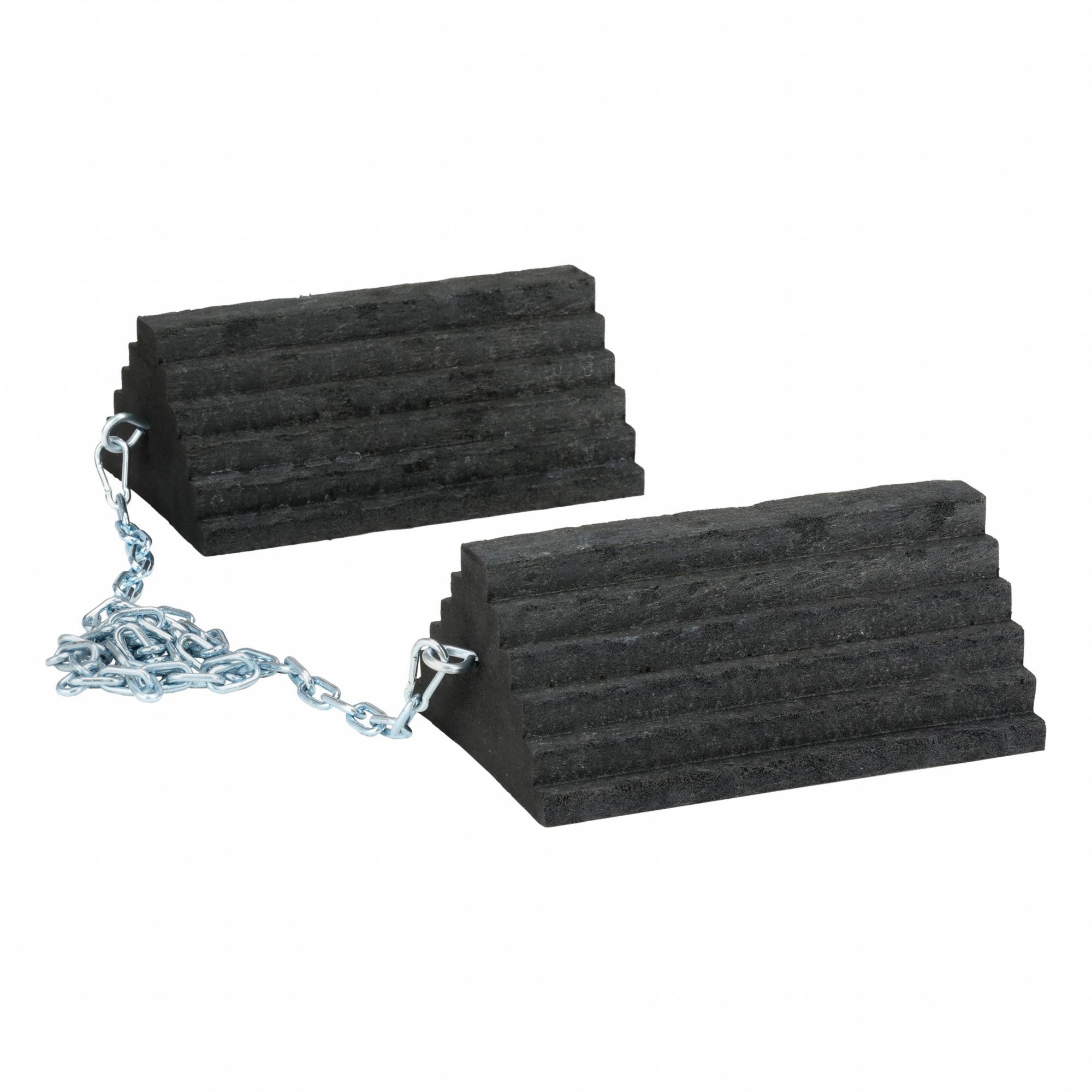 Wheel Chock: Rubber, 55 in Max Compatible Wheel Dia, 10, 000 lb Vehicle Wt - Max, 2 Chocks, 1 PR
