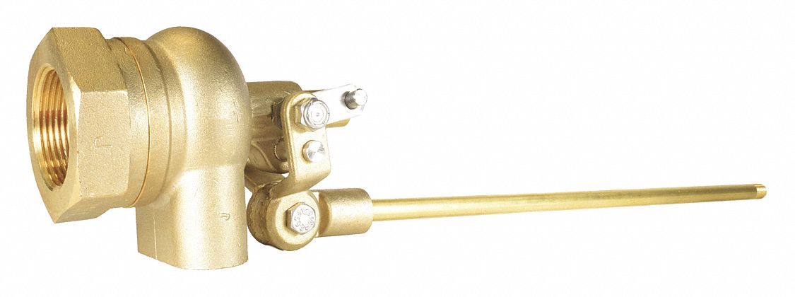 FLOAT VALVE, BRASS, 2 IN, PIPE MOUNT, ANGLE