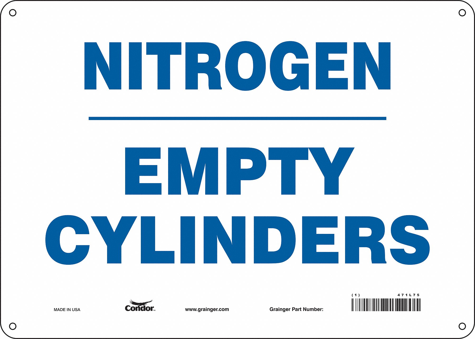 Safety Sign: Polyethylene, Mounting Holes Sign Mounting, 10 in x 14 in Nominal Sign Size, No Header