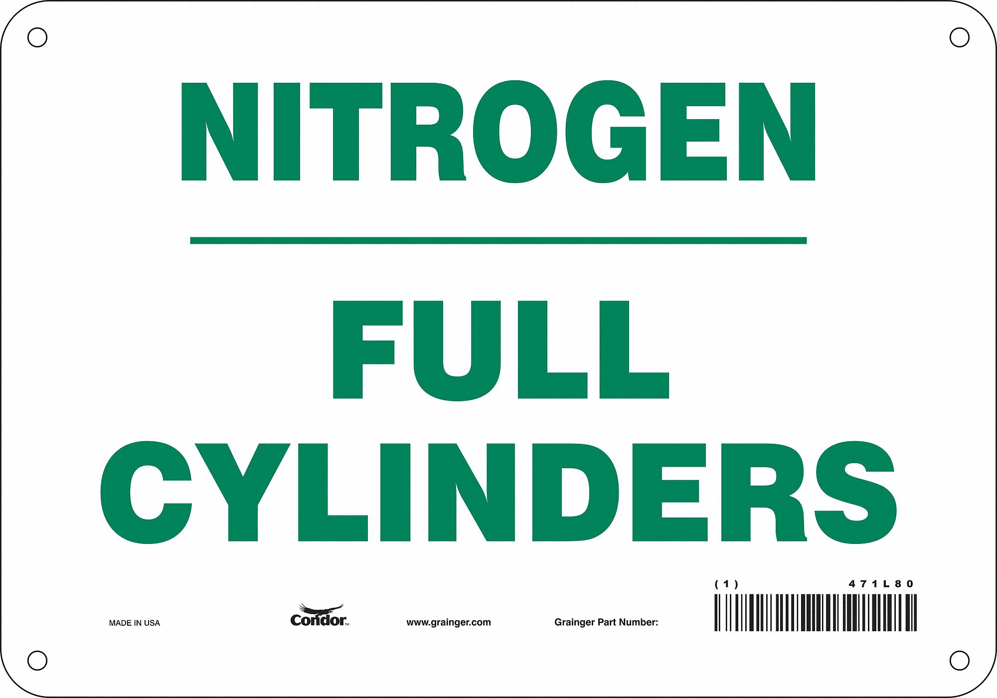 Safety Sign: Polyethylene, Mounting Holes Sign Mounting, 7 in x 10 in Nominal Sign Size, No Header