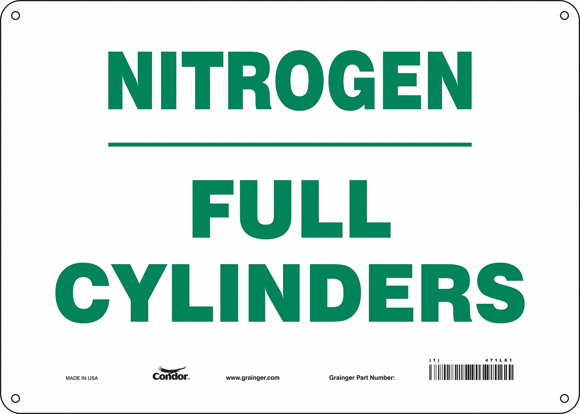 Safety Sign: Polyethylene, Mounting Holes Sign Mounting, 10 in x 14 in Nominal Sign Size, No Header