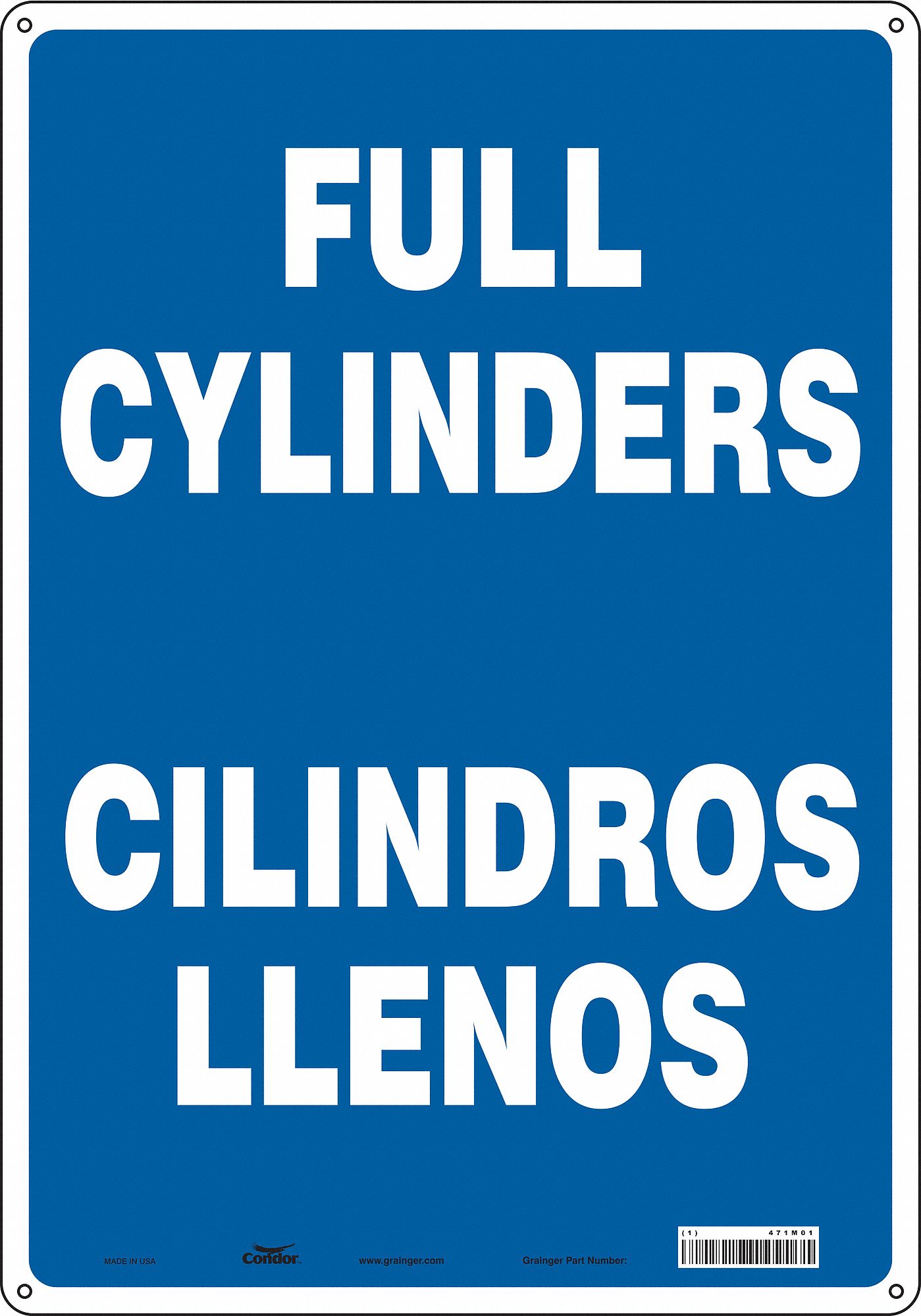 Safety Sign: Aluminum, Mounting Holes Sign Mounting, 20 in x 14 in Nominal Sign Size, 0.032 in Thick