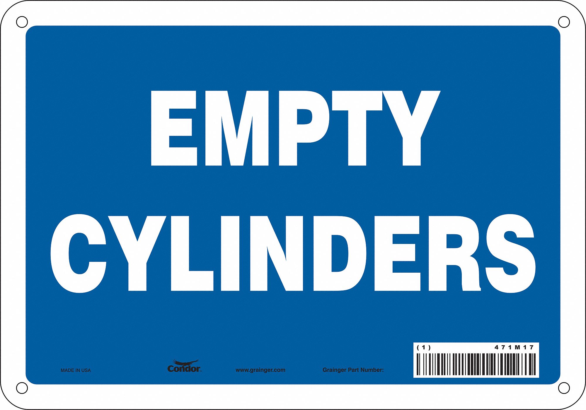 Safety Sign: Aluminum, Mounting Holes Sign Mounting, 7 in x 10 in Nominal Sign Size, 0.032 in Thick