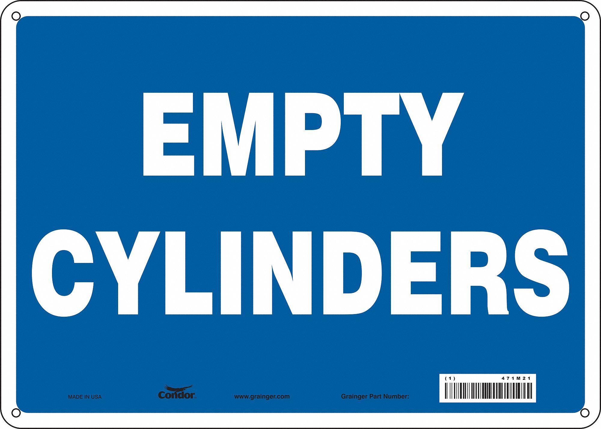 Safety Sign: Polyethylene, Mounting Holes Sign Mounting, 10 in x 14 in Nominal Sign Size, No Header