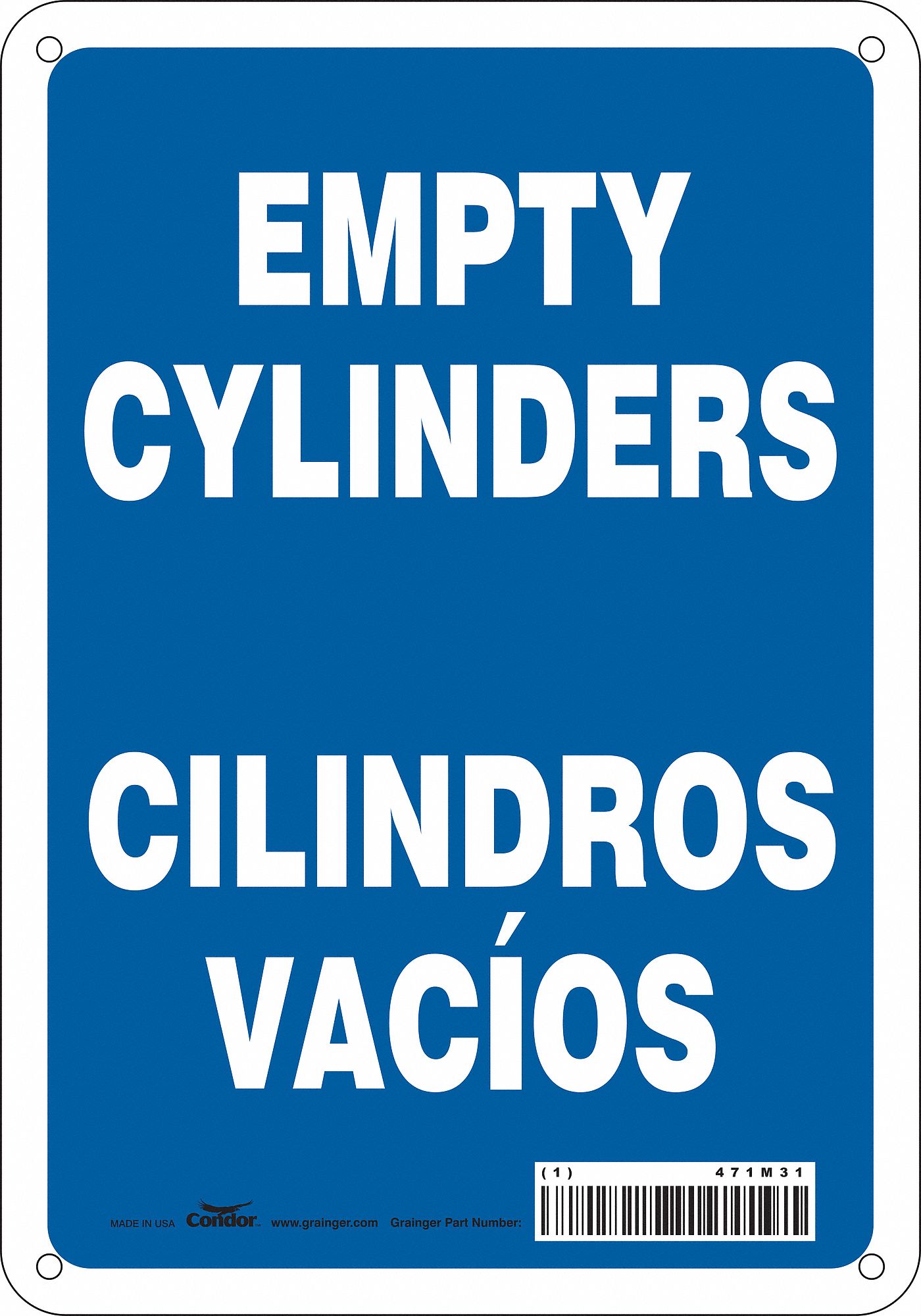 Safety Sign: Aluminum, Mounting Holes Sign Mounting, 10 in x 7 in Nominal Sign Size, 0.032 in Thick