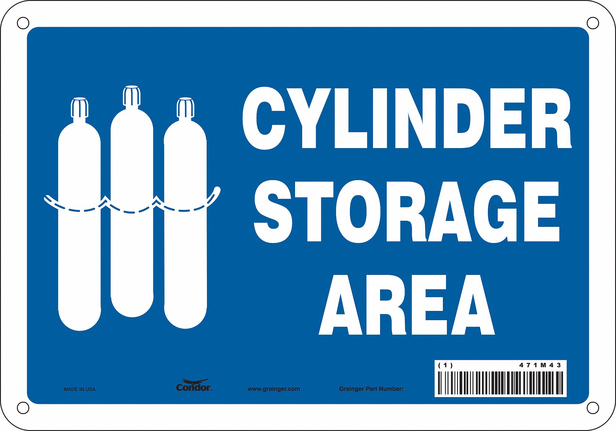 Safety Sign: Polyethylene, Mounting Holes Sign Mounting, 7 in x 10 in Nominal Sign Size, No Header