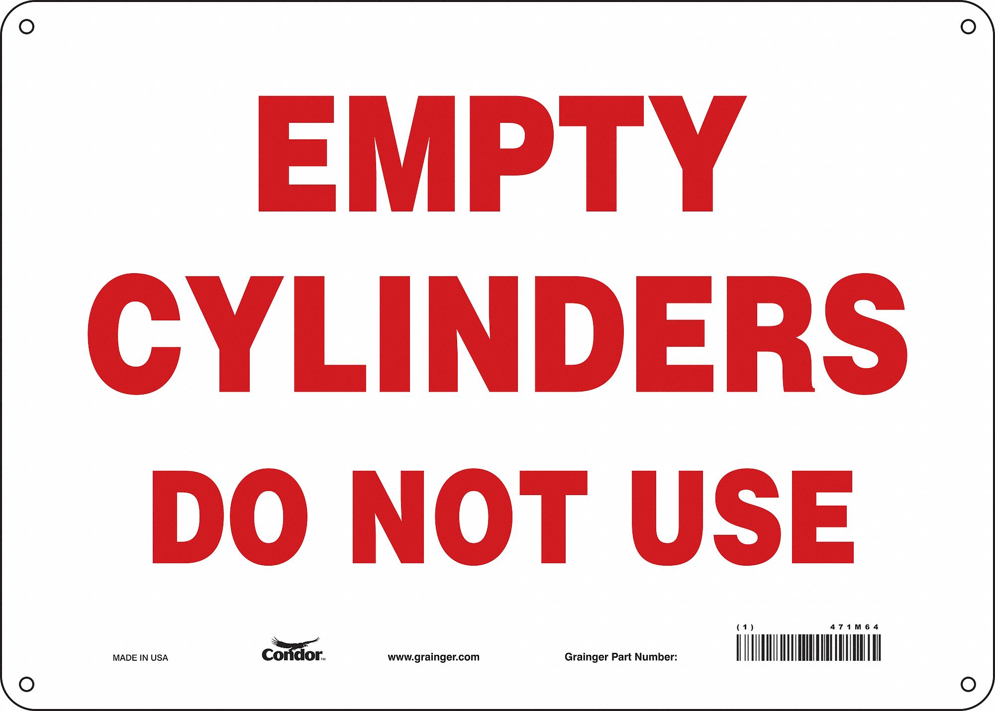 Safety Sign: Polyethylene, Mounting Holes Sign Mounting, 10 in x 14 in Nominal Sign Size, No Header