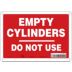 Empty Cylinders Do Not Use Signs