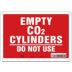 Empty CO2 Cylinders Do Not Use Signs