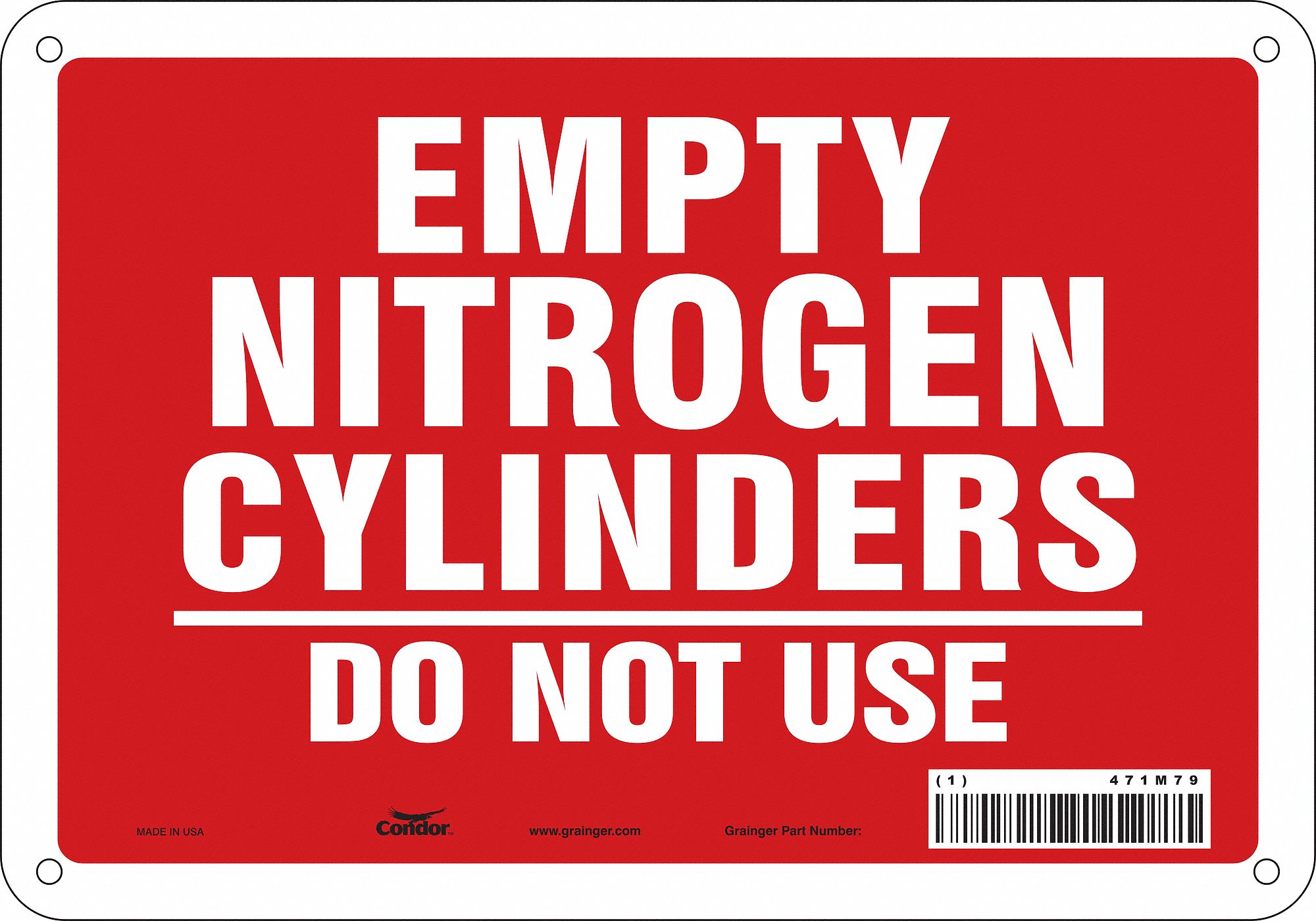 Safety Sign: Aluminum, Mounting Holes Sign Mounting, 7 in x 10 in Nominal Sign Size, 0.032 in Thick