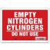 Empty Nitrogen Cylinders Do Not Use Signs
