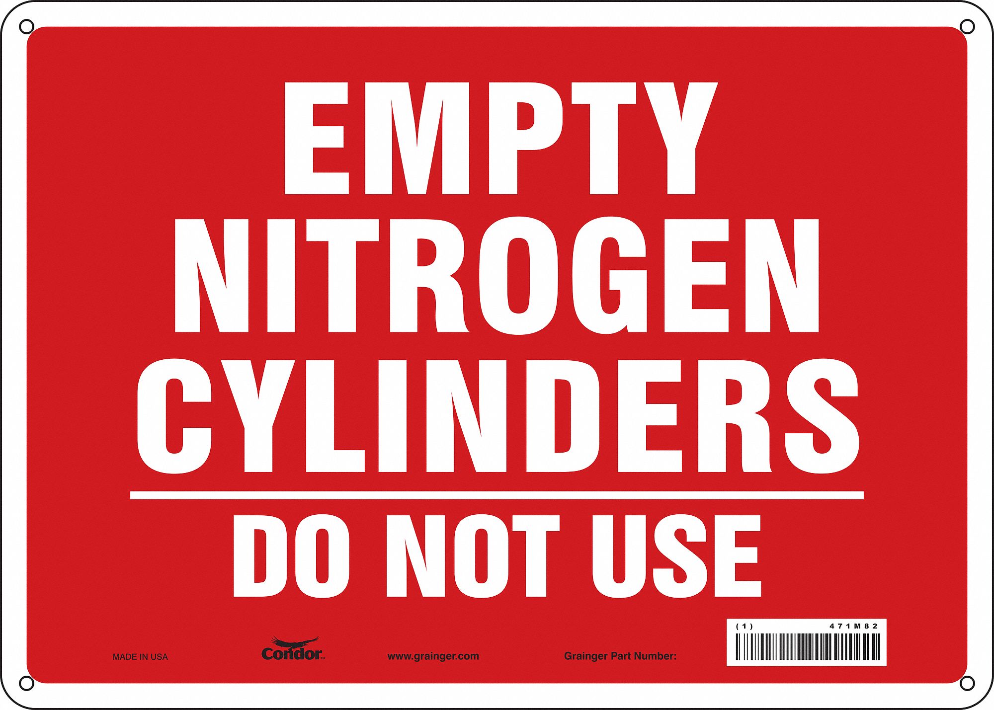 Safety Sign: Polyethylene, Mounting Holes Sign Mounting, 10 in x 14 in Nominal Sign Size, No Header