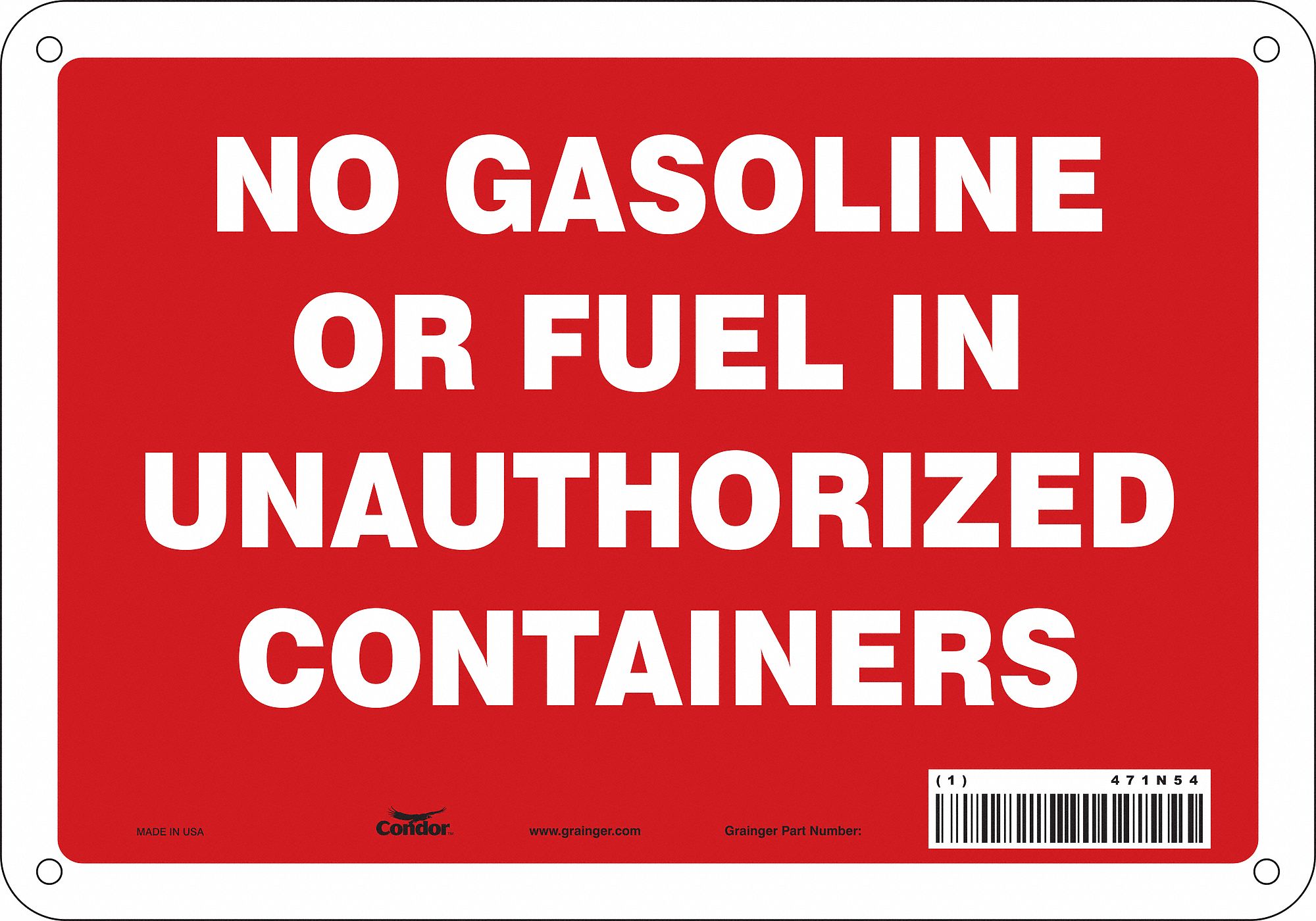 Safety Sign: Polyethylene, Mounting Holes Sign Mounting, 7 in x 10 in Nominal Sign Size, No Header