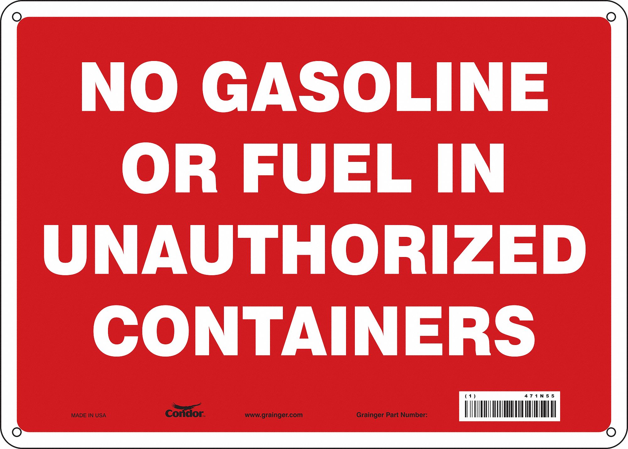 Safety Sign: Polyethylene, Mounting Holes Sign Mounting, 10 in x 14 in Nominal Sign Size, No Header