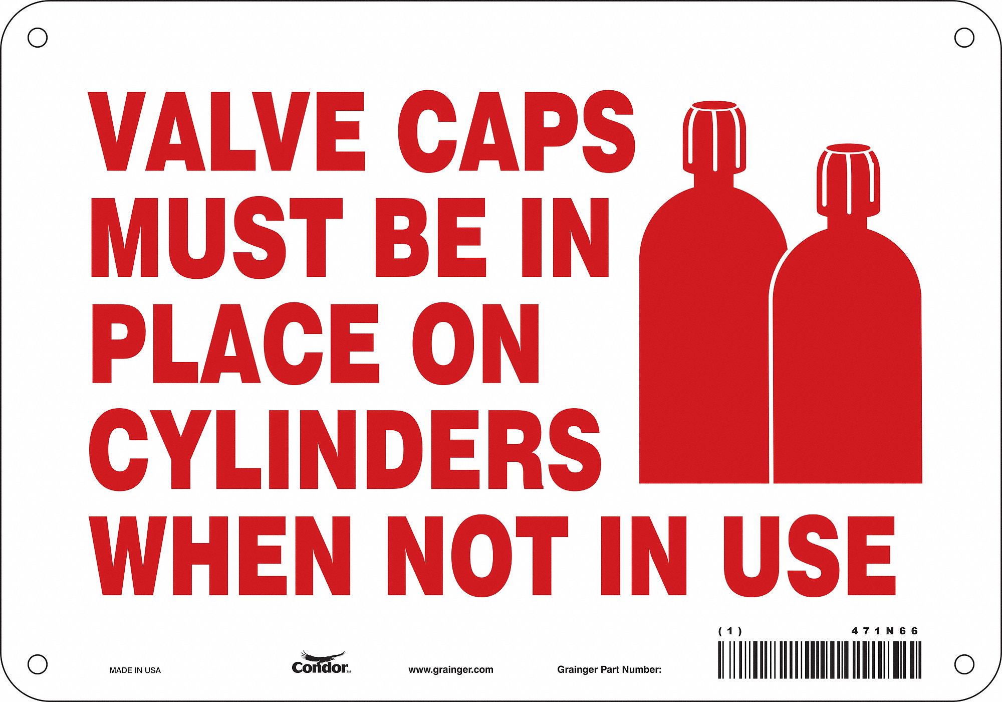 Safety Sign: Polyethylene, Mounting Holes Sign Mounting, 7 in x 10 in Nominal Sign Size, No Header