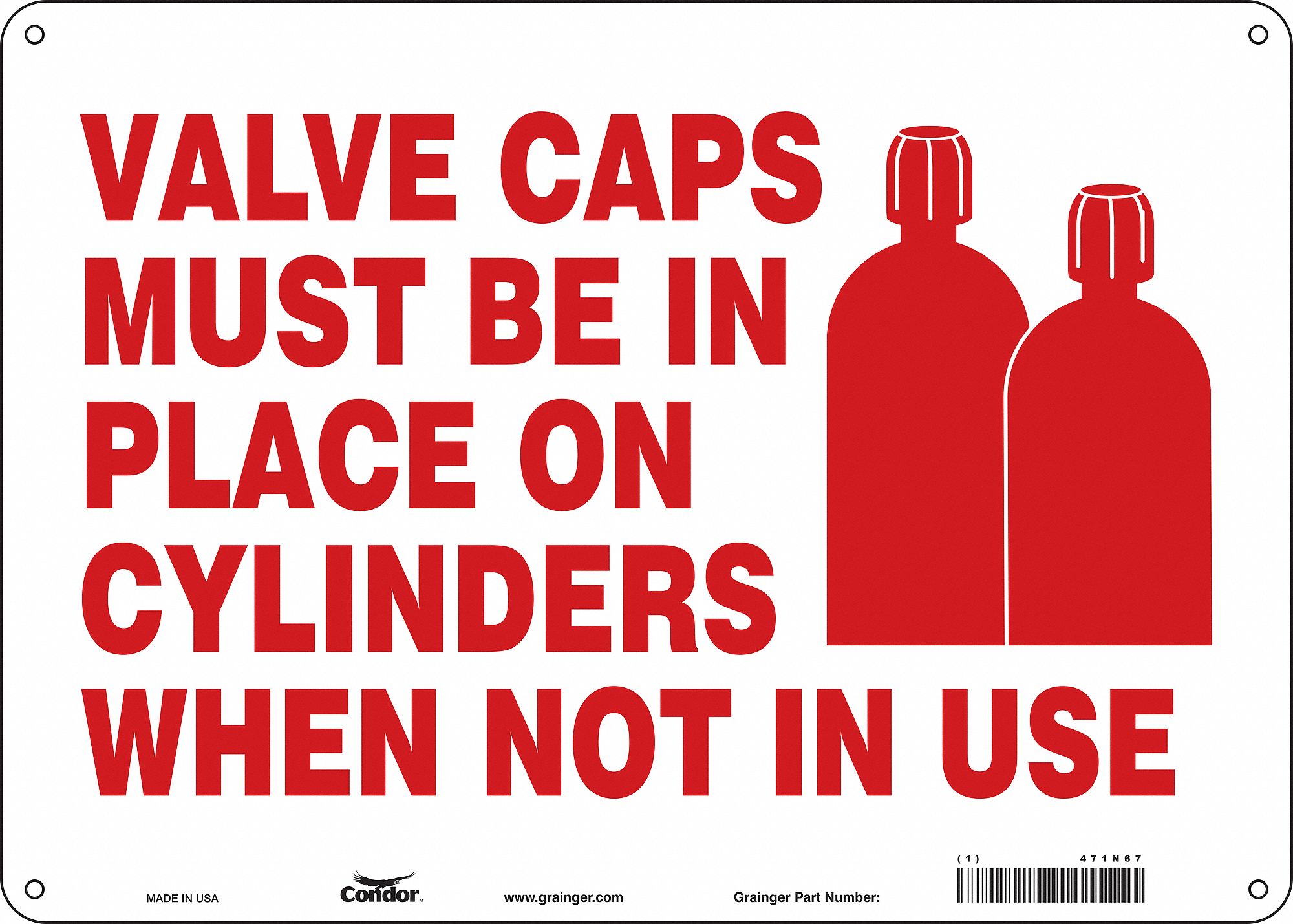 Safety Sign: Polyethylene, Mounting Holes Sign Mounting, 10 in x 14 in Nominal Sign Size, No Header