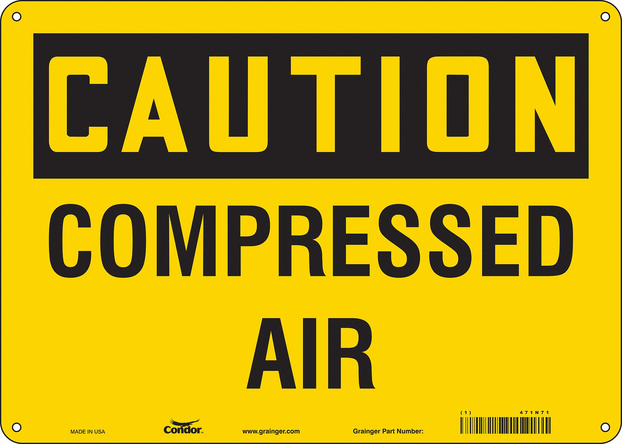 Safety Sign: Aluminum, Mounting Holes Sign Mounting, 10 in x 14 in Nominal Sign Size, 0.032 in Thick