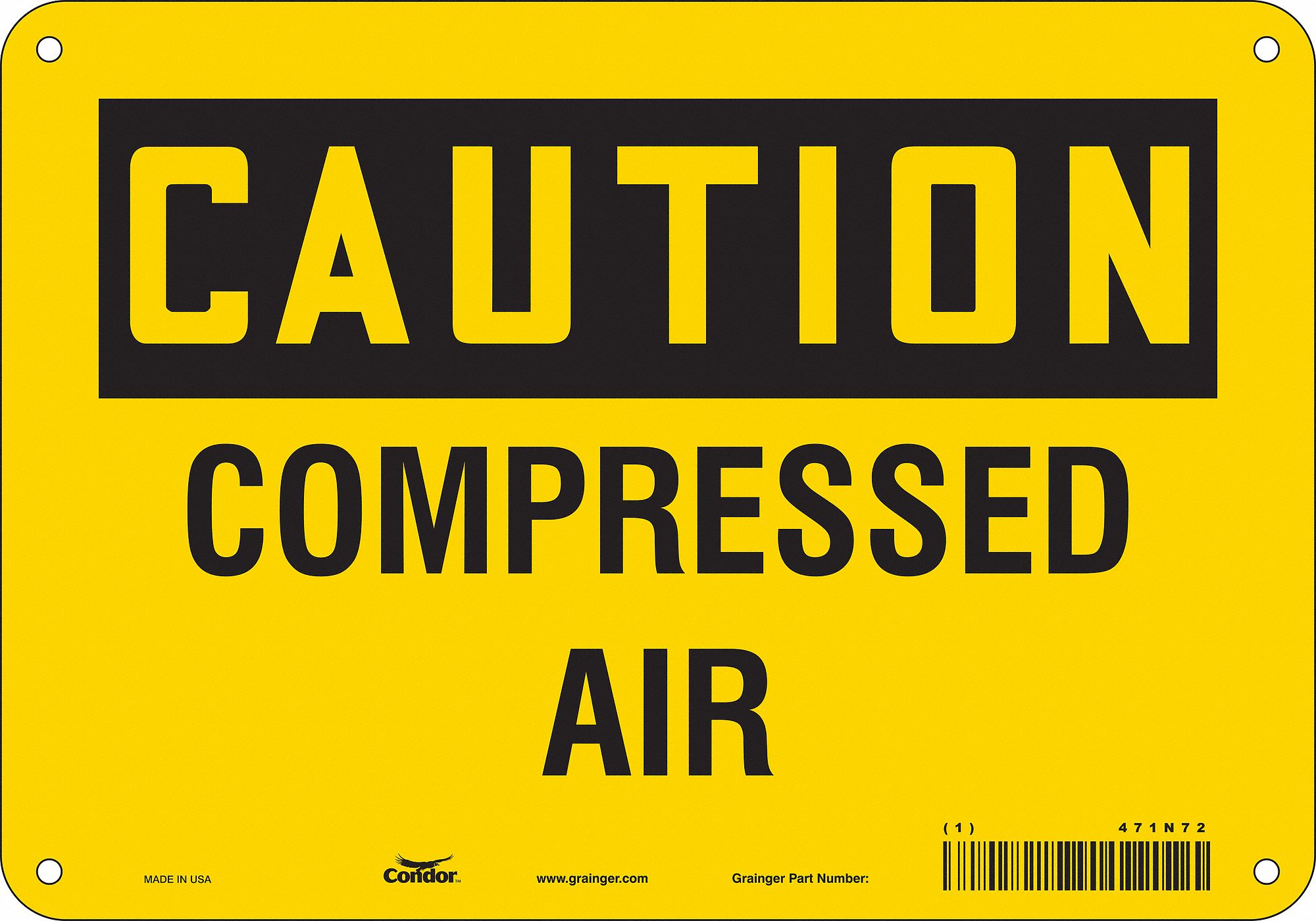 Safety Sign: Polyethylene, Mounting Holes Sign Mounting, 7 in x 10 in Nominal Sign Size