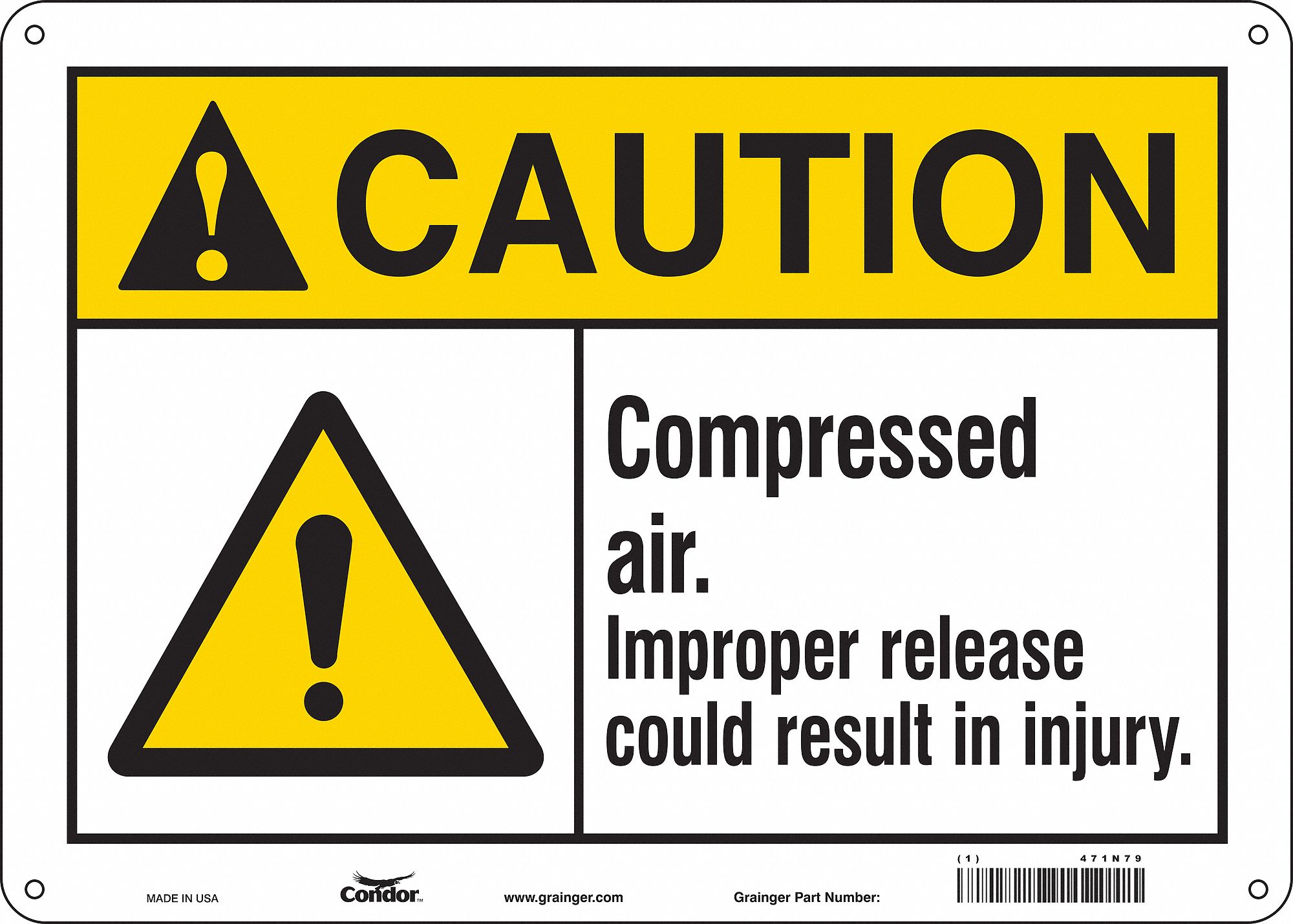 Safety Sign: Polyethylene, Mounting Holes Sign Mounting, 10 in x 14 in Nominal Sign Size