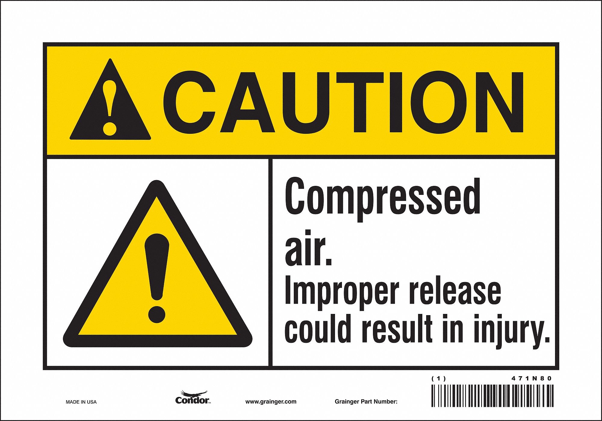 Safety Sign: Vinyl, Adhesive Sign Mounting, 7 in x 10 in Nominal Sign Size, Not Retroreflective