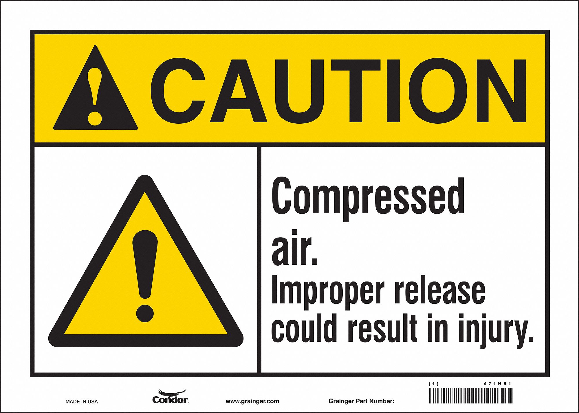 Safety Sign: Vinyl, Adhesive Sign Mounting, 10 in x 14 in Nominal Sign Size, Not Retroreflective