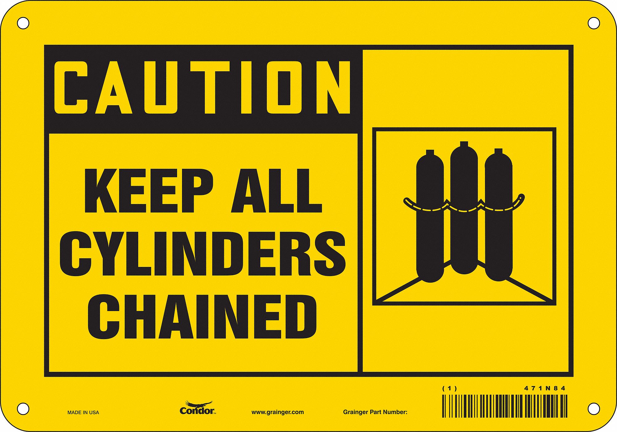 Safety Sign: Polyethylene, Mounting Holes Sign Mounting, 7 in x 10 in Nominal Sign Size, Caution