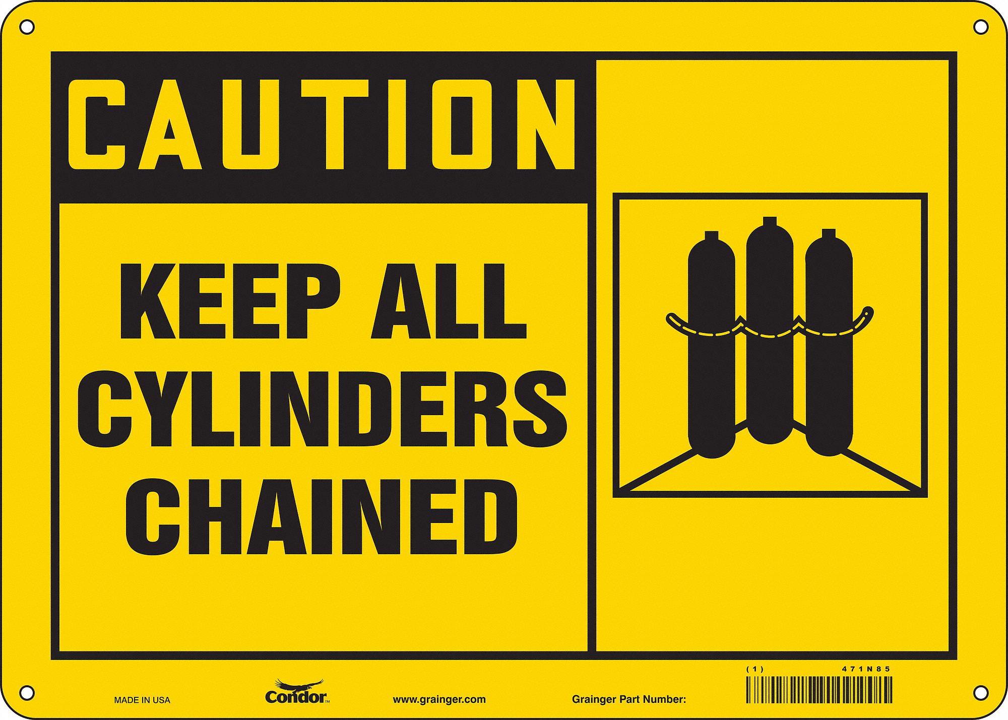 Safety Sign: Polyethylene, Mounting Holes Sign Mounting, 10 in x 14 in Nominal Sign Size, Caution