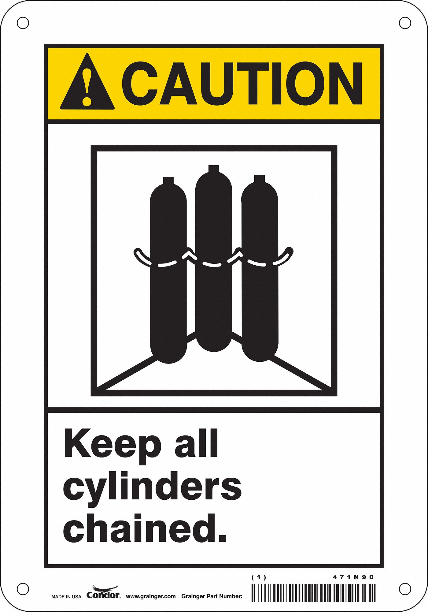 Safety Sign: Polyethylene, Mounting Holes Sign Mounting, 10 in x 7 in Nominal Sign Size, Caution