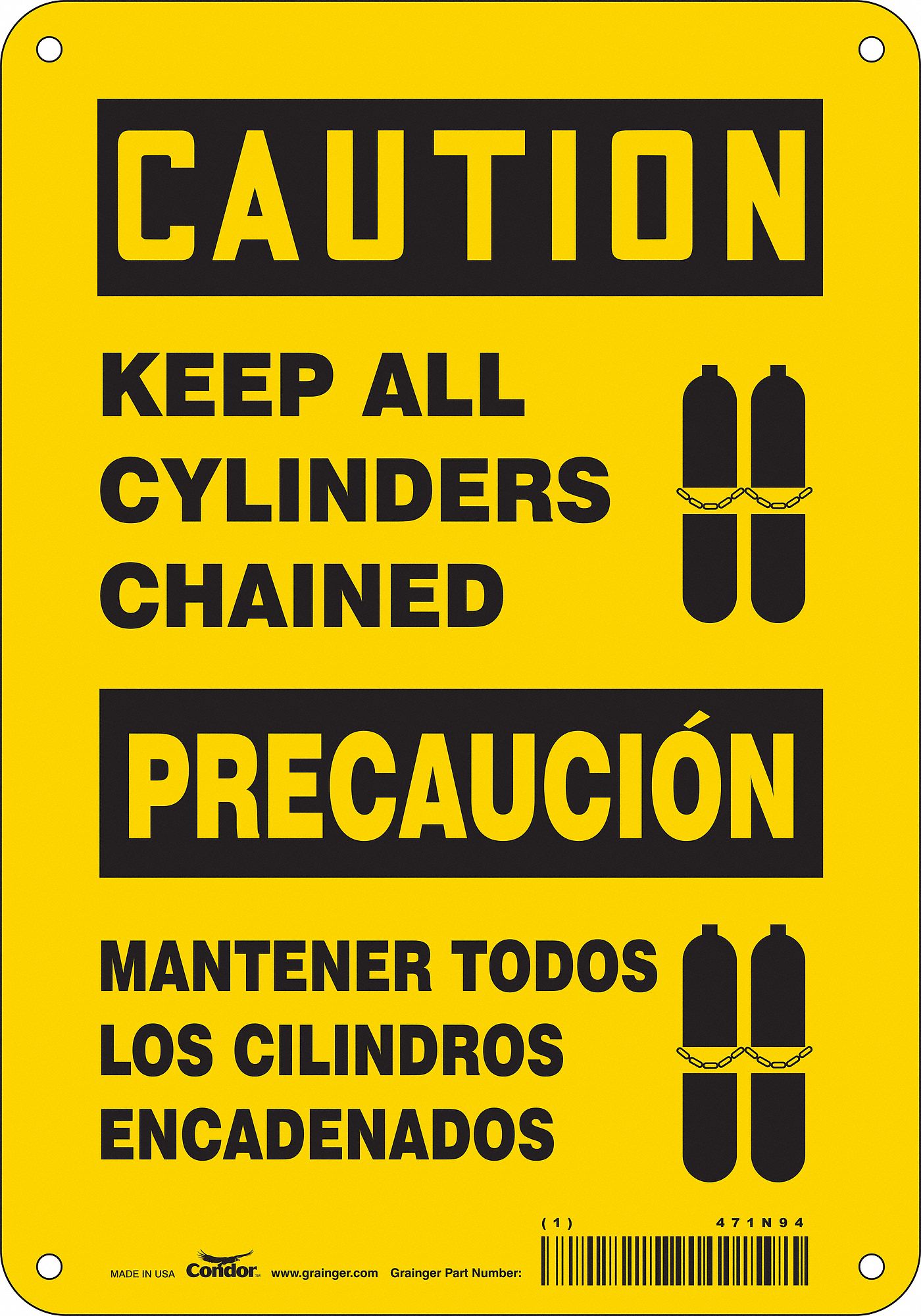 Safety Sign: Aluminum, Mounting Holes Sign Mounting, 10 in x 7 in Nominal Sign Size, 0.032 in Thick