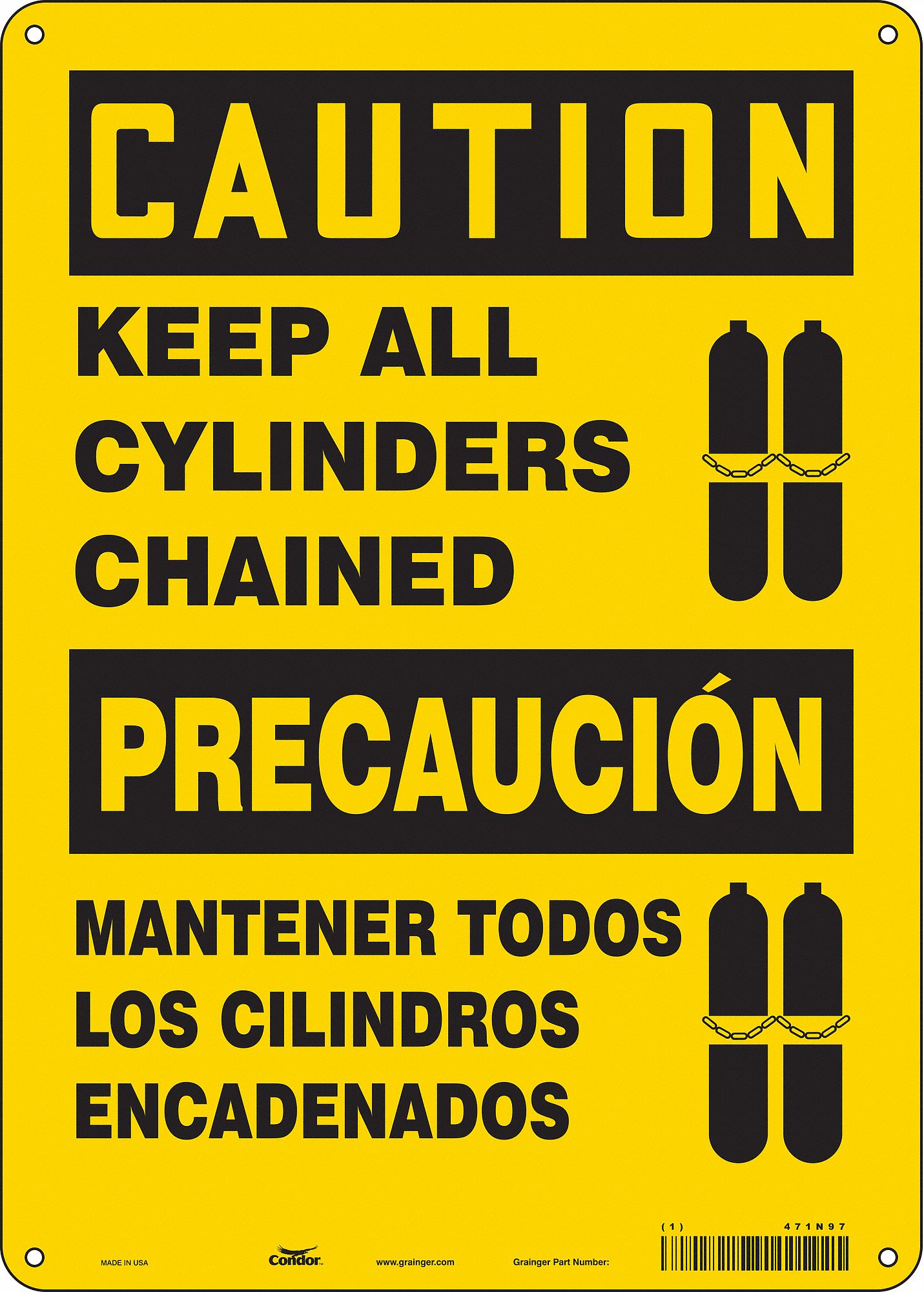 Safety Sign: Polyethylene, Mounting Holes Sign Mounting, 14 in x 10 in Nominal Sign Size, Wall