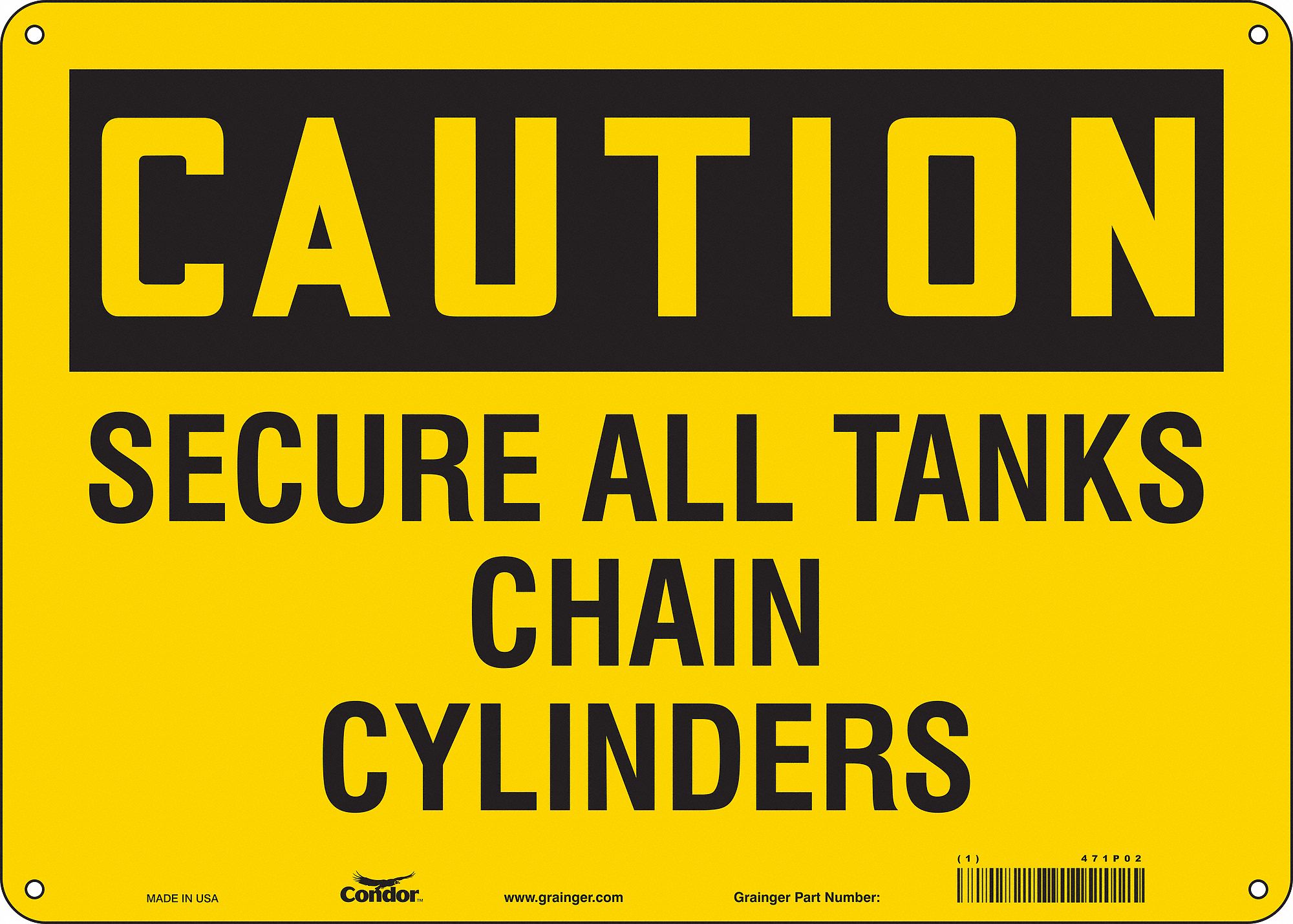 Safety Sign: Aluminum, Mounting Holes Sign Mounting, 10 in x 14 in Nominal Sign Size, 0.032 in Thick