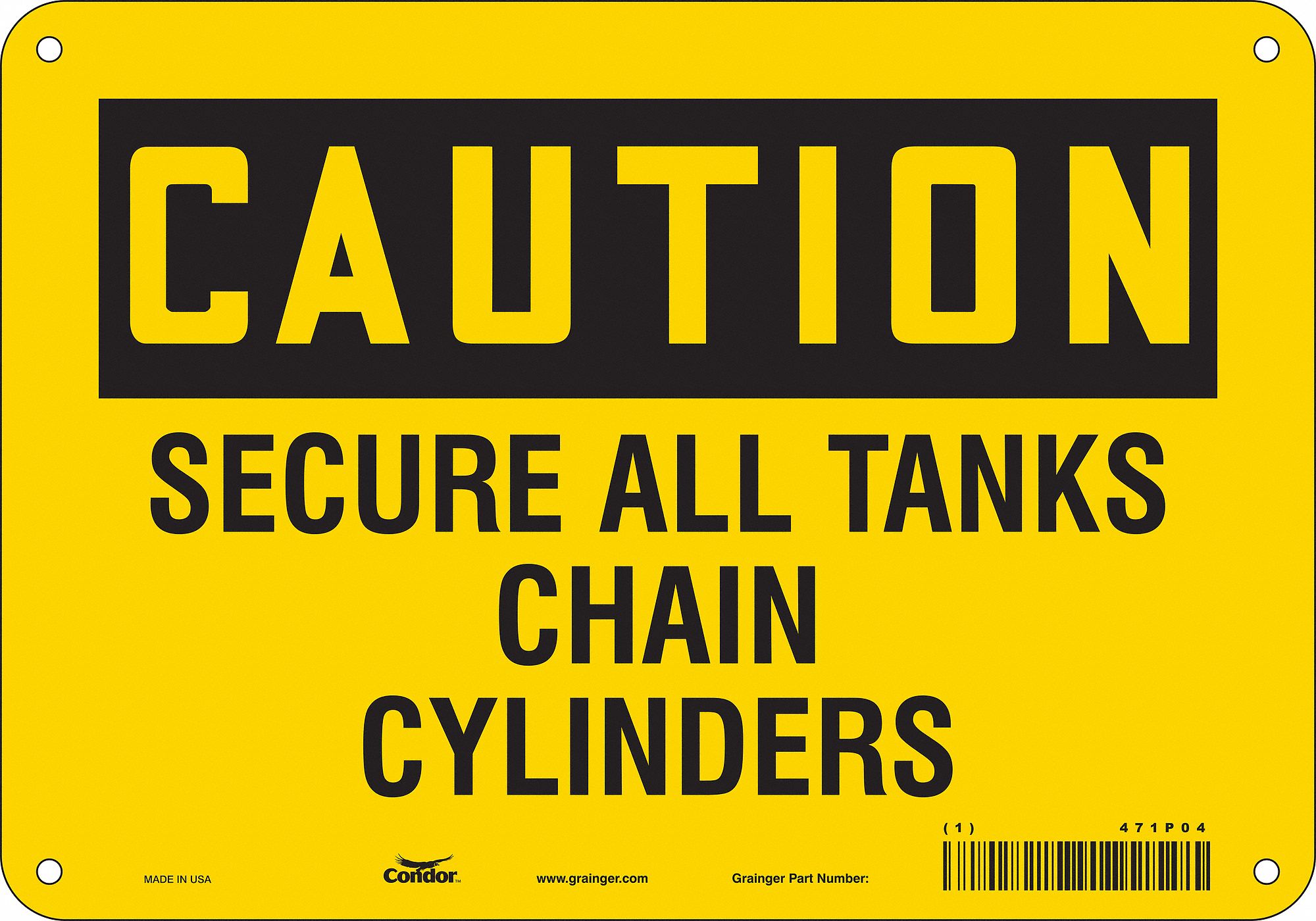 Safety Sign: Polyethylene, Mounting Holes Sign Mounting, 7 in x 10 in Nominal Sign Size, Caution
