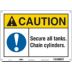 Caution: Secure All Tanks Chain Cylinders. Signs