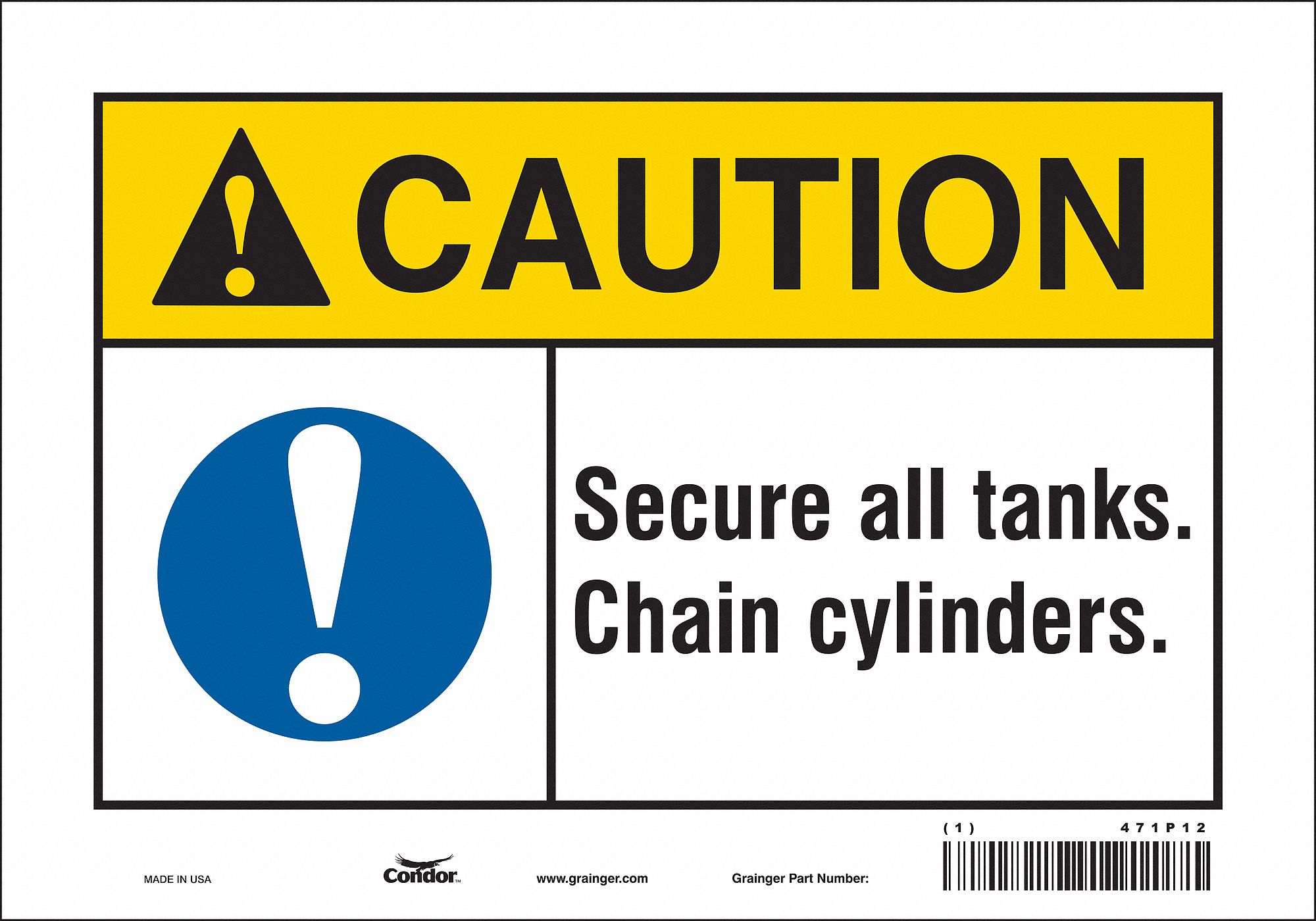 Safety Sign: Vinyl, Adhesive Sign Mounting, 7 in x 10 in Nominal Sign Size, Not Retroreflective