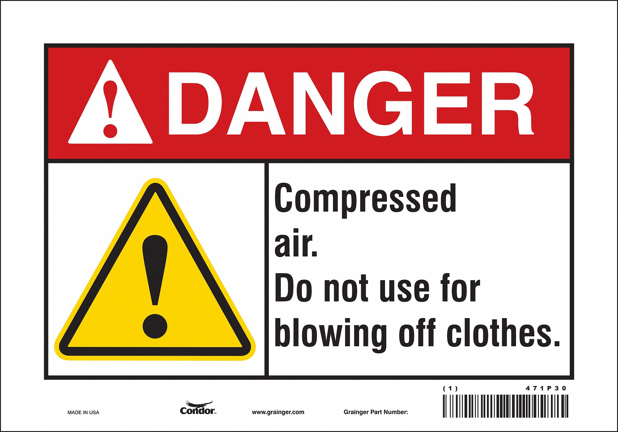 Safety Sign: Vinyl, Adhesive Sign Mounting, 7 in x 10 in Nominal Sign Size, Not Retroreflective