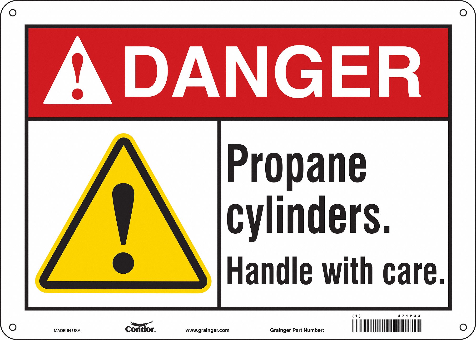 Safety Sign: Aluminum, Mounting Holes Sign Mounting, 10 in x 14 in Nominal Sign Size, 0.032 in Thick