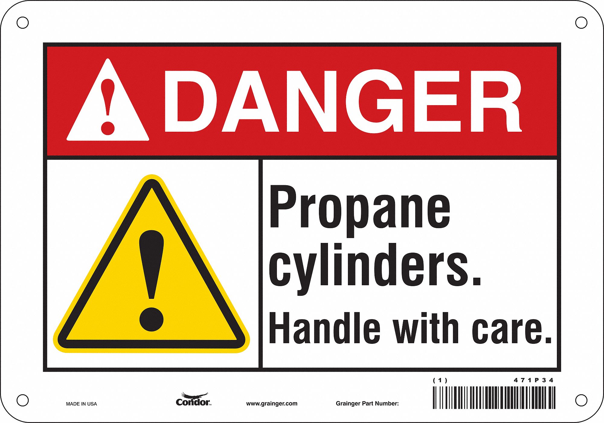 Safety Sign: Polyethylene, Mounting Holes Sign Mounting, 7 in x 10 in Nominal Sign Size, Danger