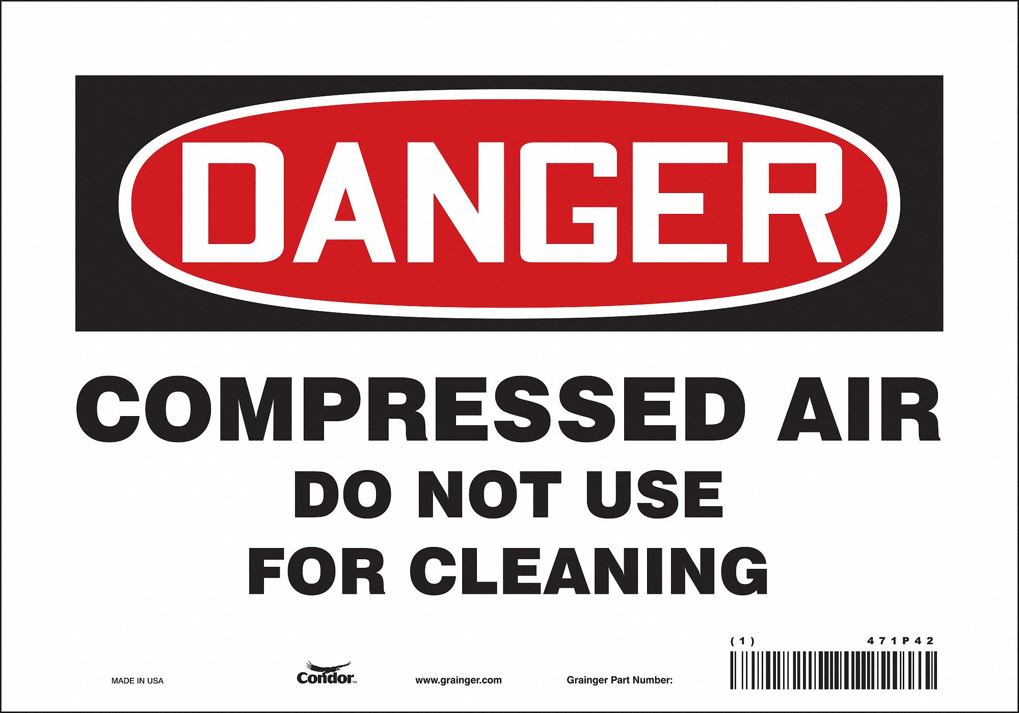 Safety Sign: Vinyl, Adhesive Sign Mounting, 7 in x 10 in Nominal Sign Size, Not Retroreflective