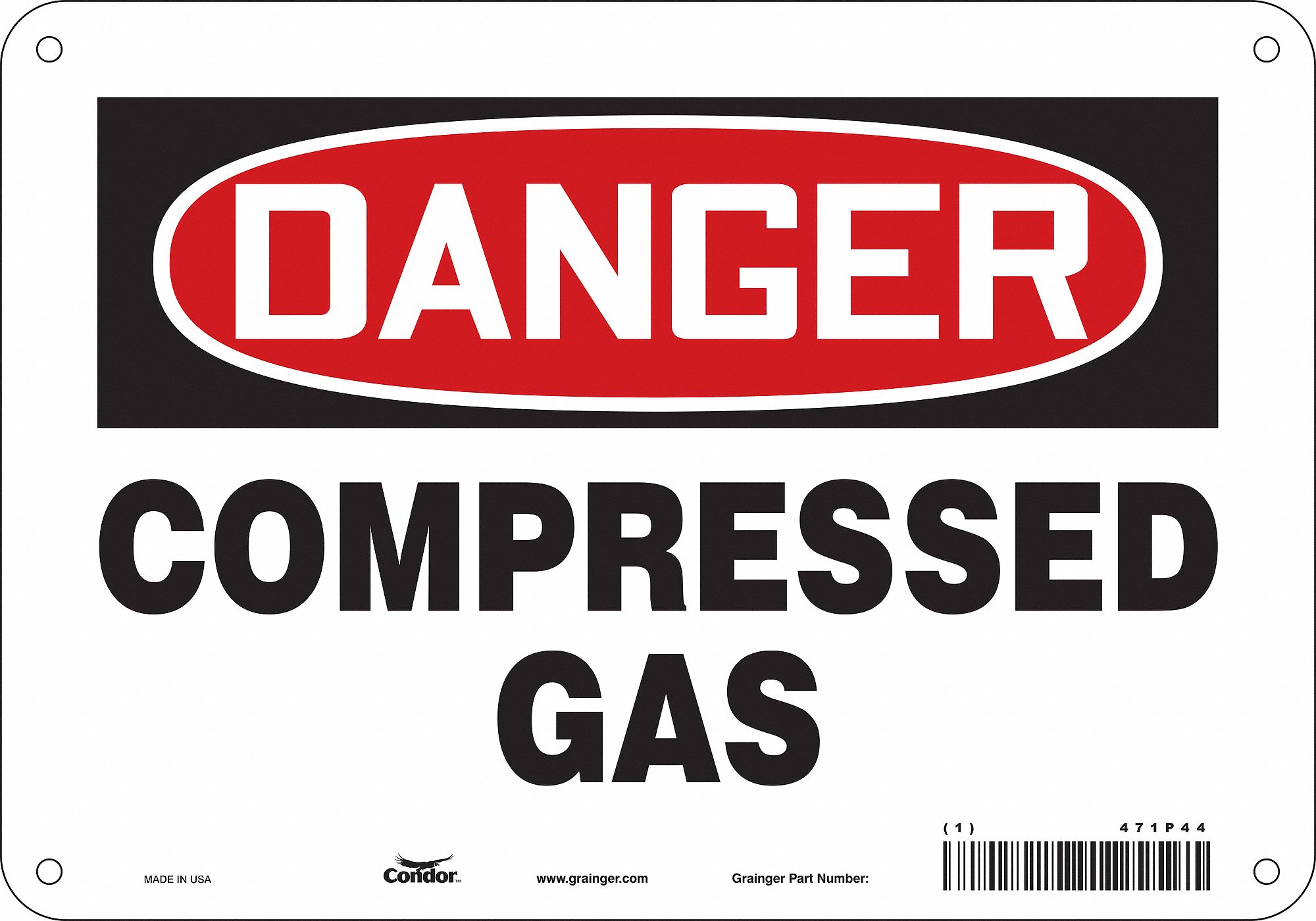 Safety Sign: Aluminum, Mounting Holes Sign Mounting, 7 in x 10 in Nominal Sign Size, 0.032 in Thick