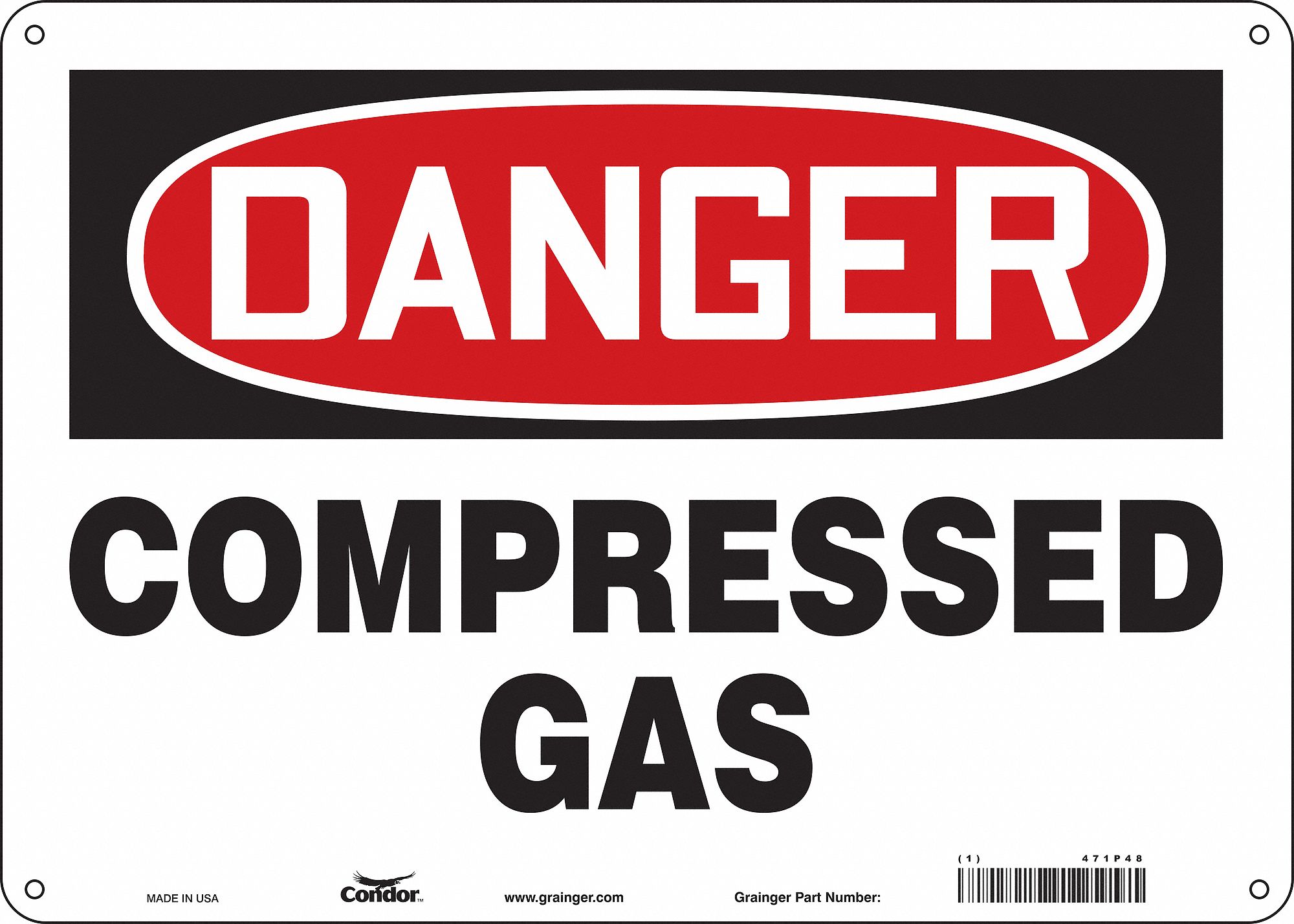 Safety Sign: Polyethylene, Mounting Holes Sign Mounting, 10 in x 14 in Nominal Sign Size