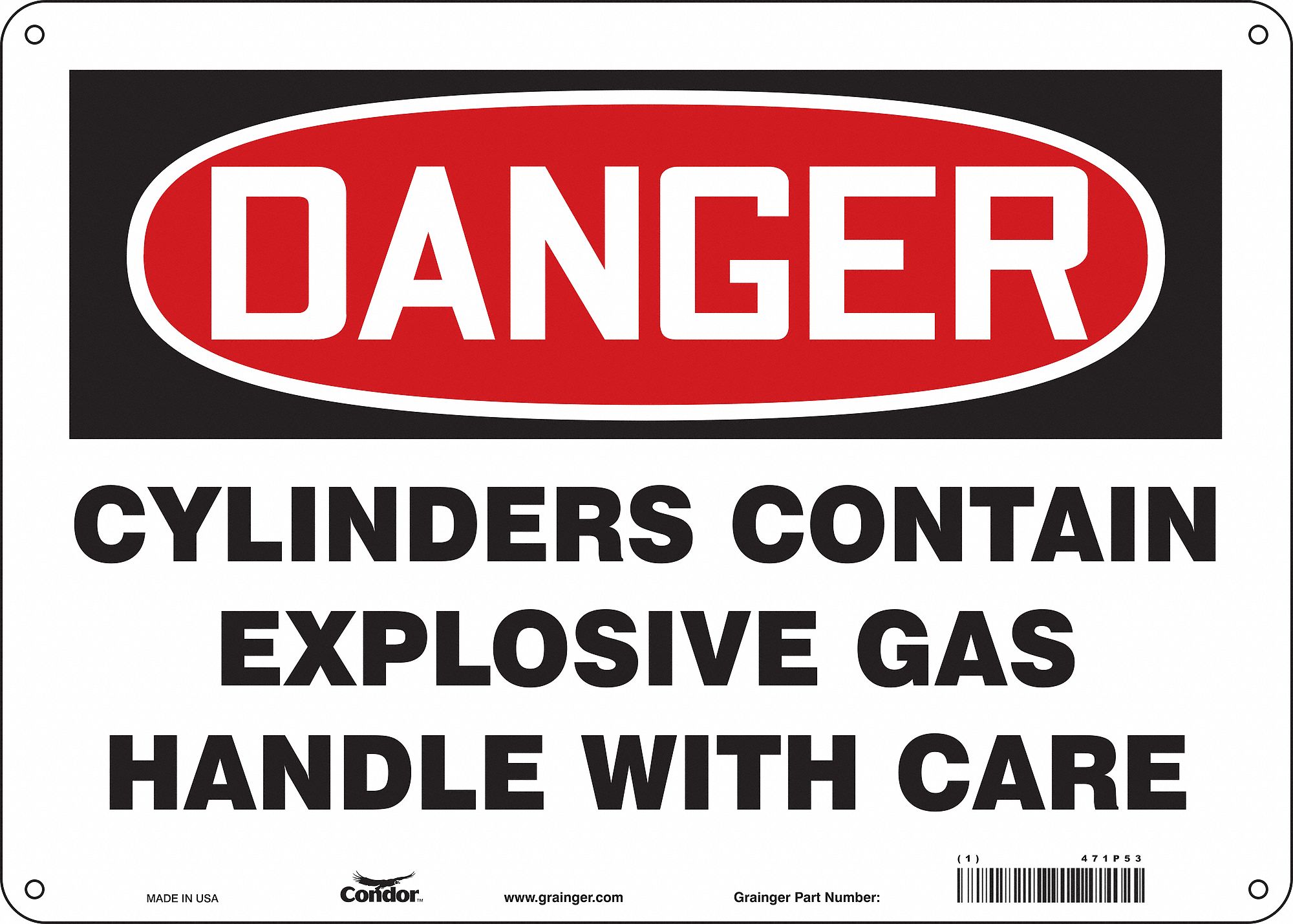 Safety Sign: Aluminum, Mounting Holes Sign Mounting, 10 in x 14 in Nominal Sign Size, 0.032 in Thick