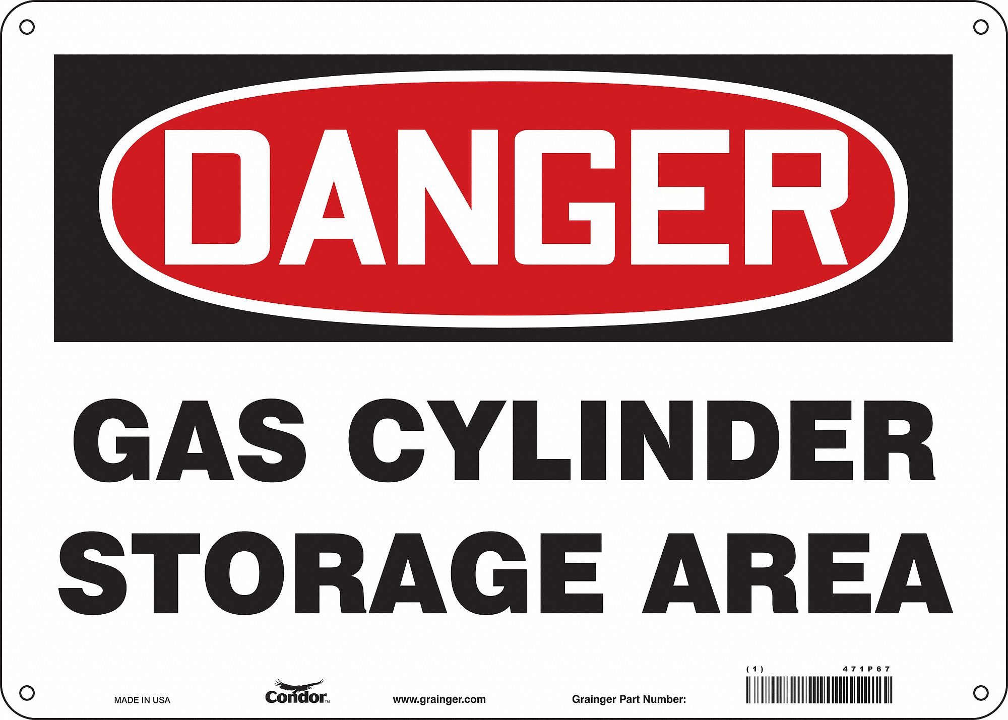 Safety Sign: Polyethylene, Mounting Holes Sign Mounting, 10 in x 14 in Nominal Sign Size, Danger