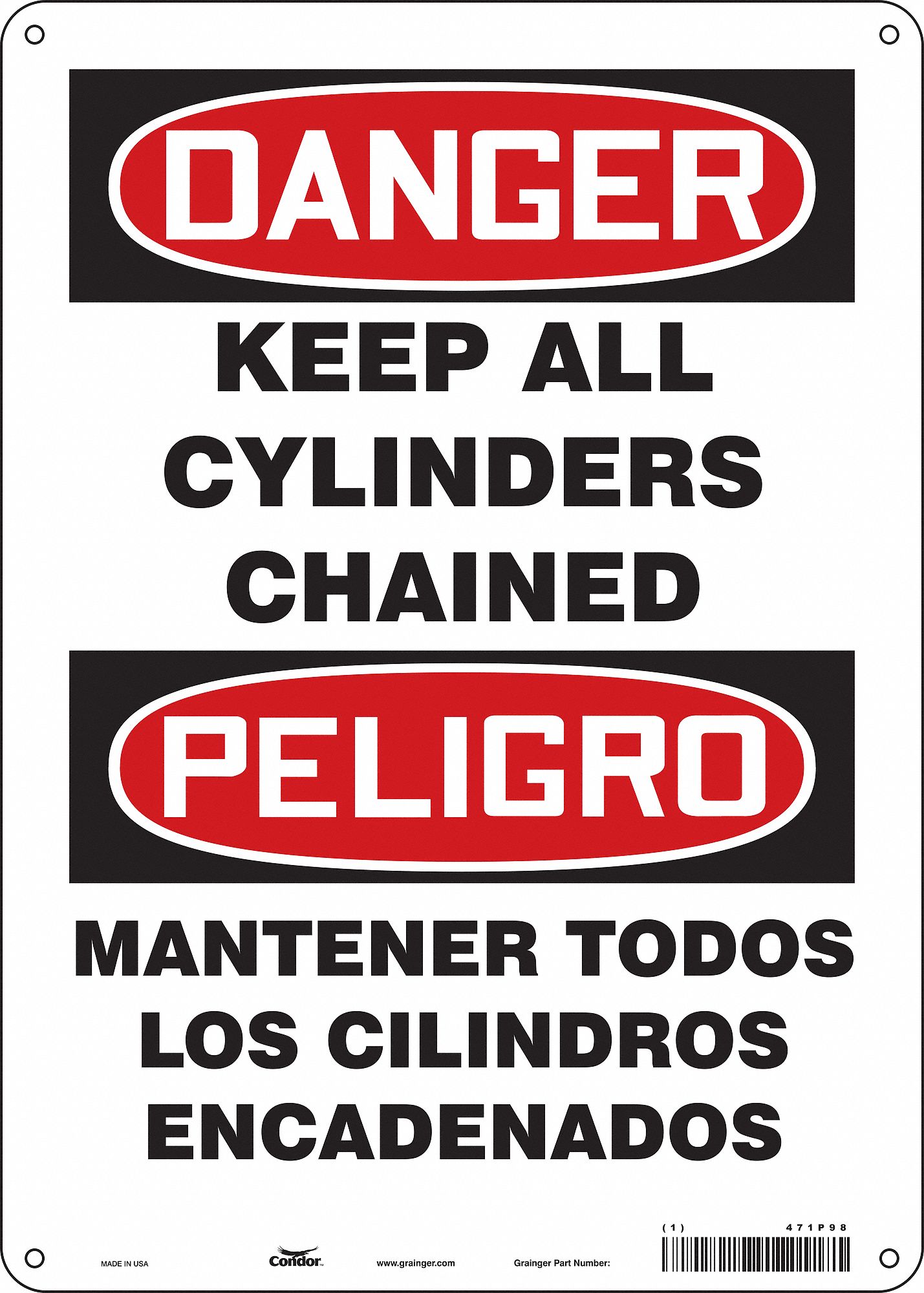 Safety Sign: Polyethylene, Mounting Holes Sign Mounting, 14 in x 10 in Nominal Sign Size, Wall