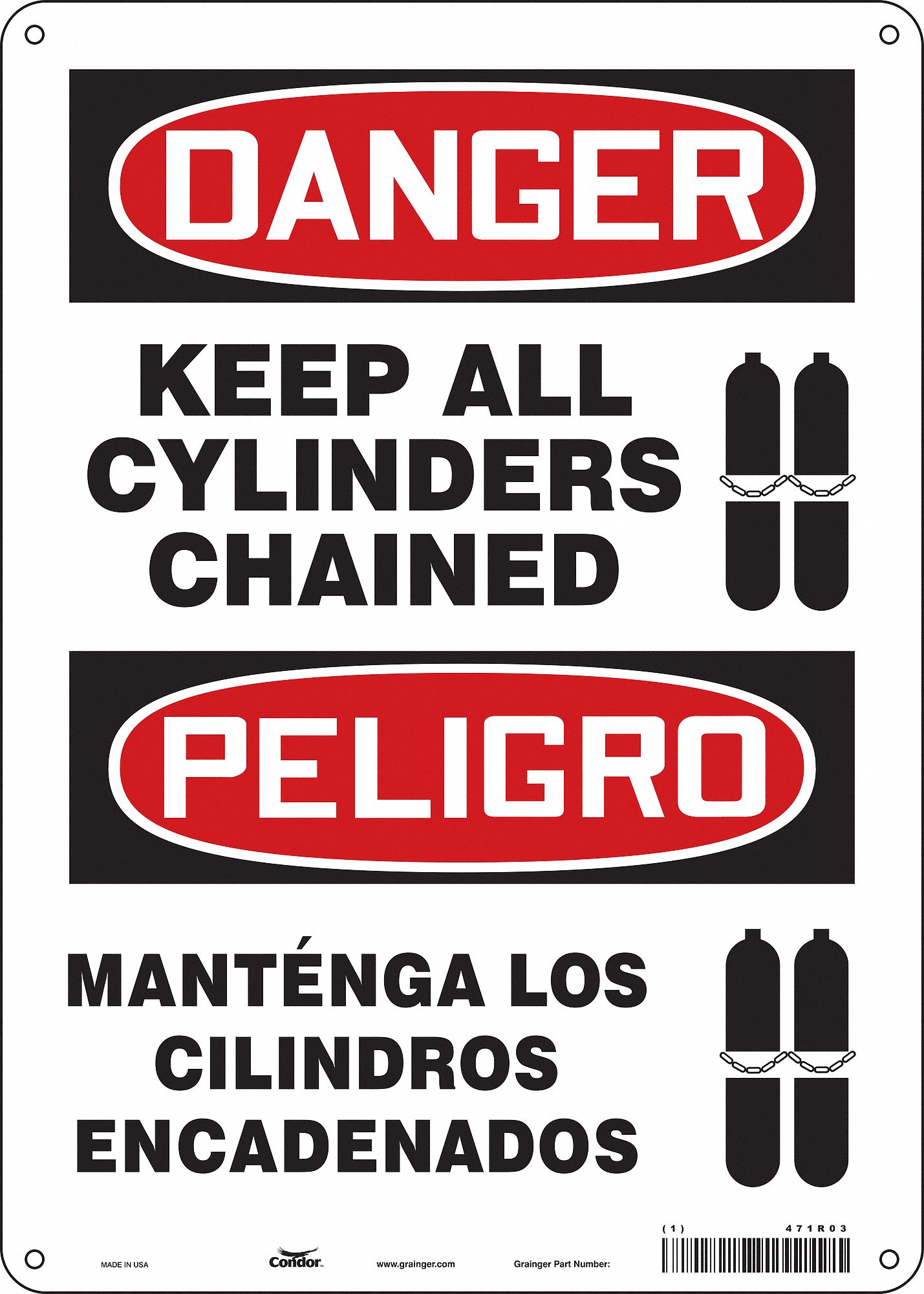 Safety Sign: Aluminum, Mounting Holes Sign Mounting, 14 in x 10 in Nominal Sign Size, 0.032 in Thick