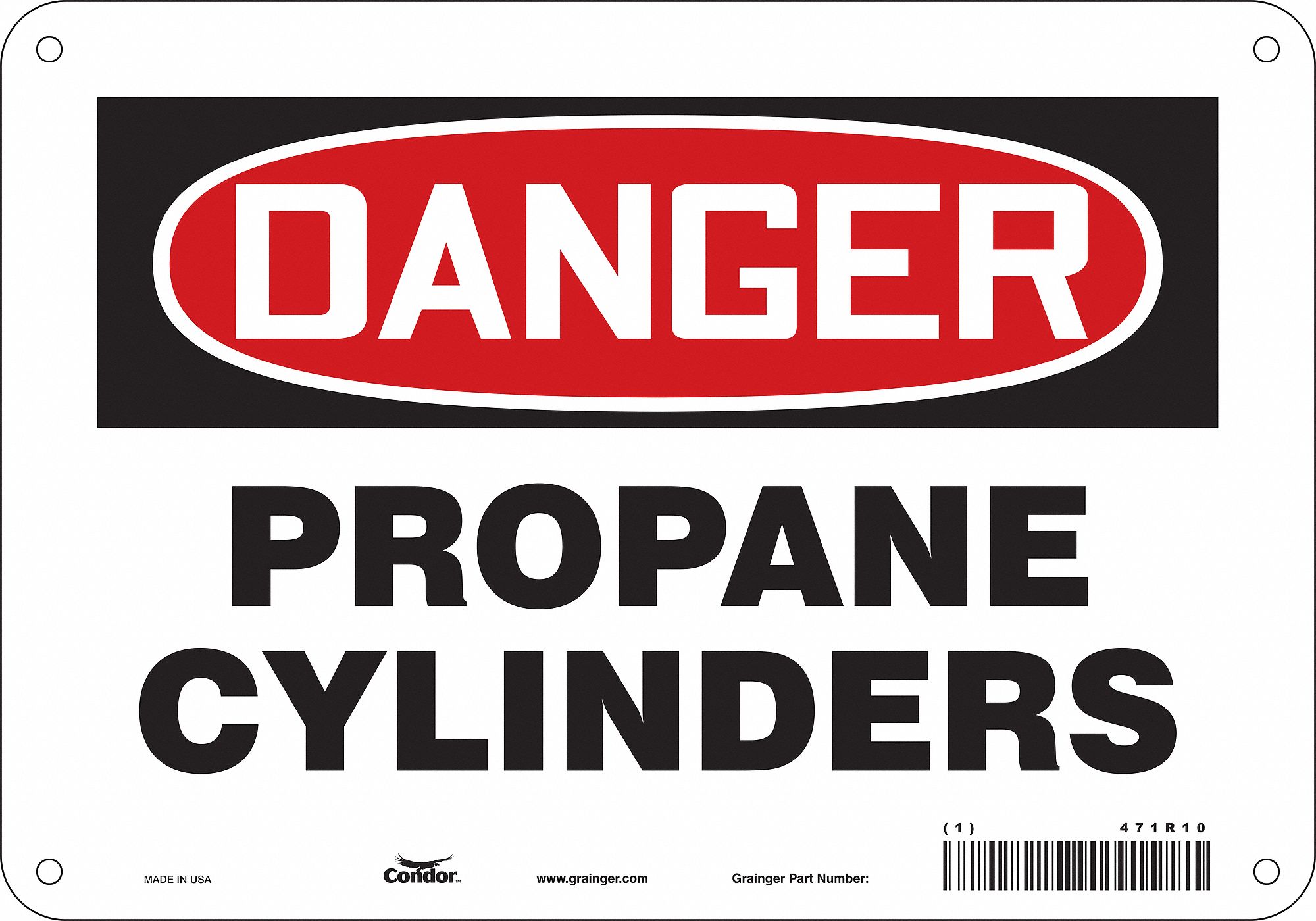 Safety Sign: Polyethylene, Mounting Holes Sign Mounting, 7 in x 10 in Nominal Sign Size, Danger