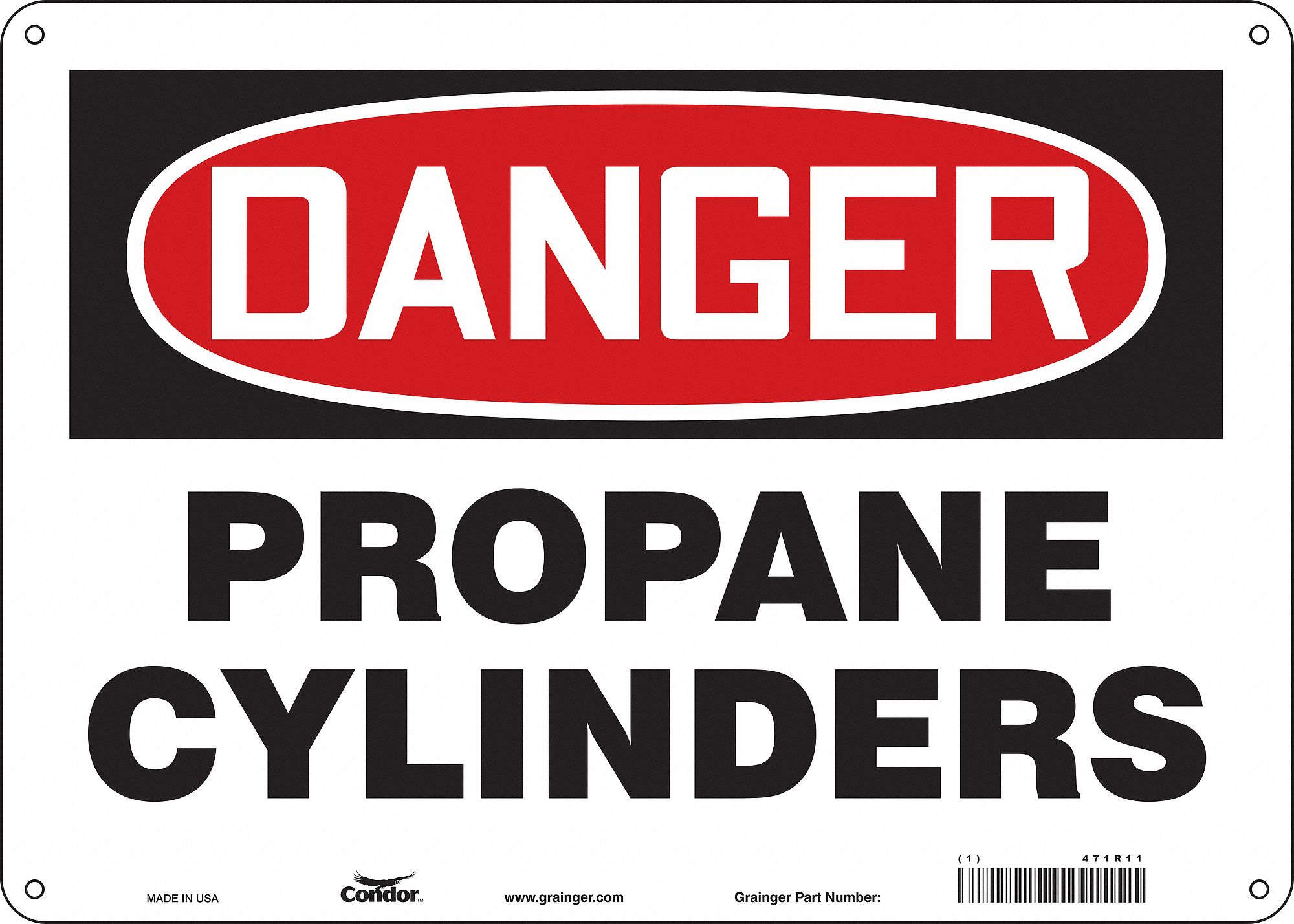 Safety Sign: Polyethylene, Mounting Holes Sign Mounting, 10 in x 14 in Nominal Sign Size, Danger