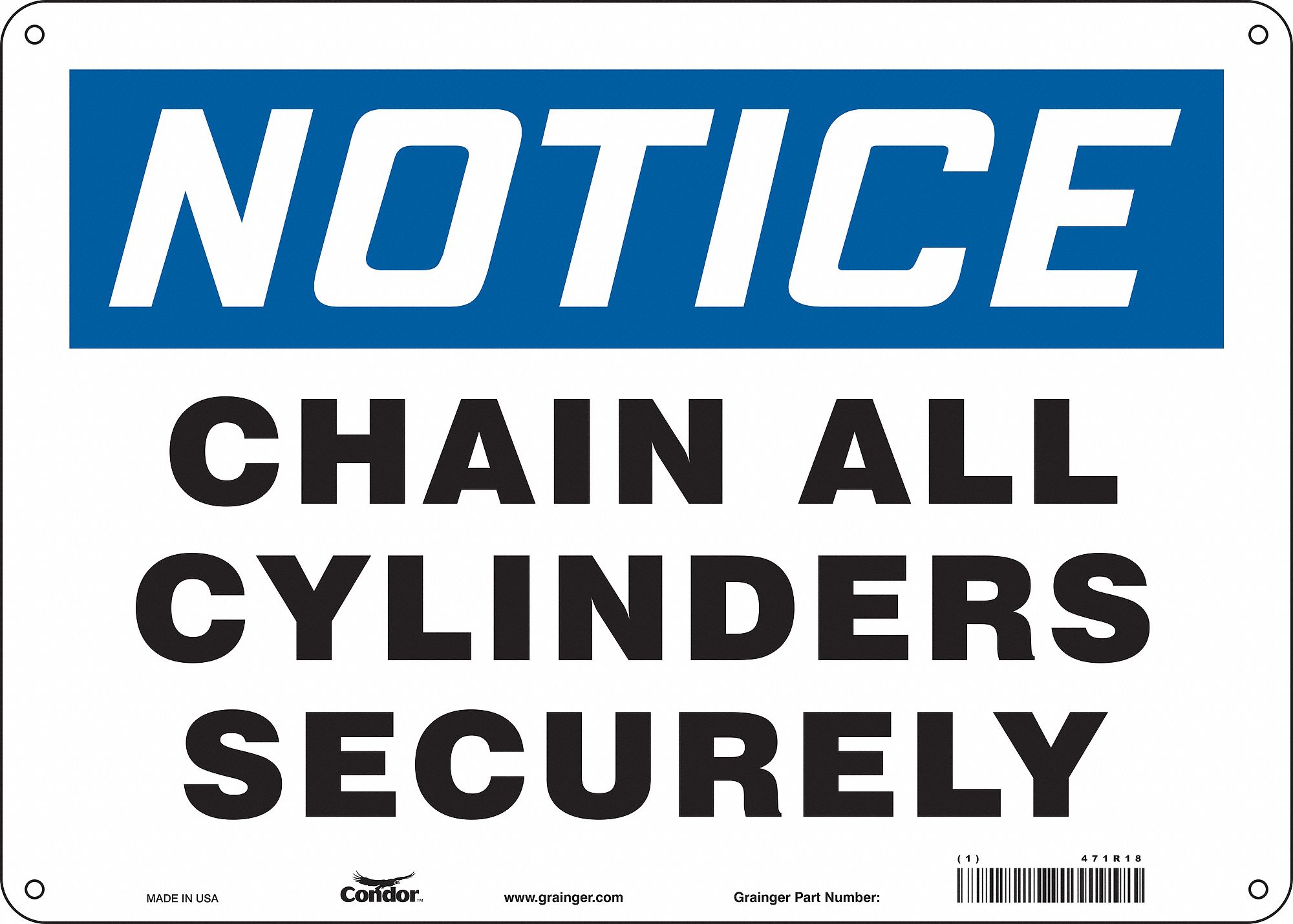 Safety Sign: Polyethylene, Mounting Holes Sign Mounting, 10 in x 14 in Nominal Sign Size, Notice
