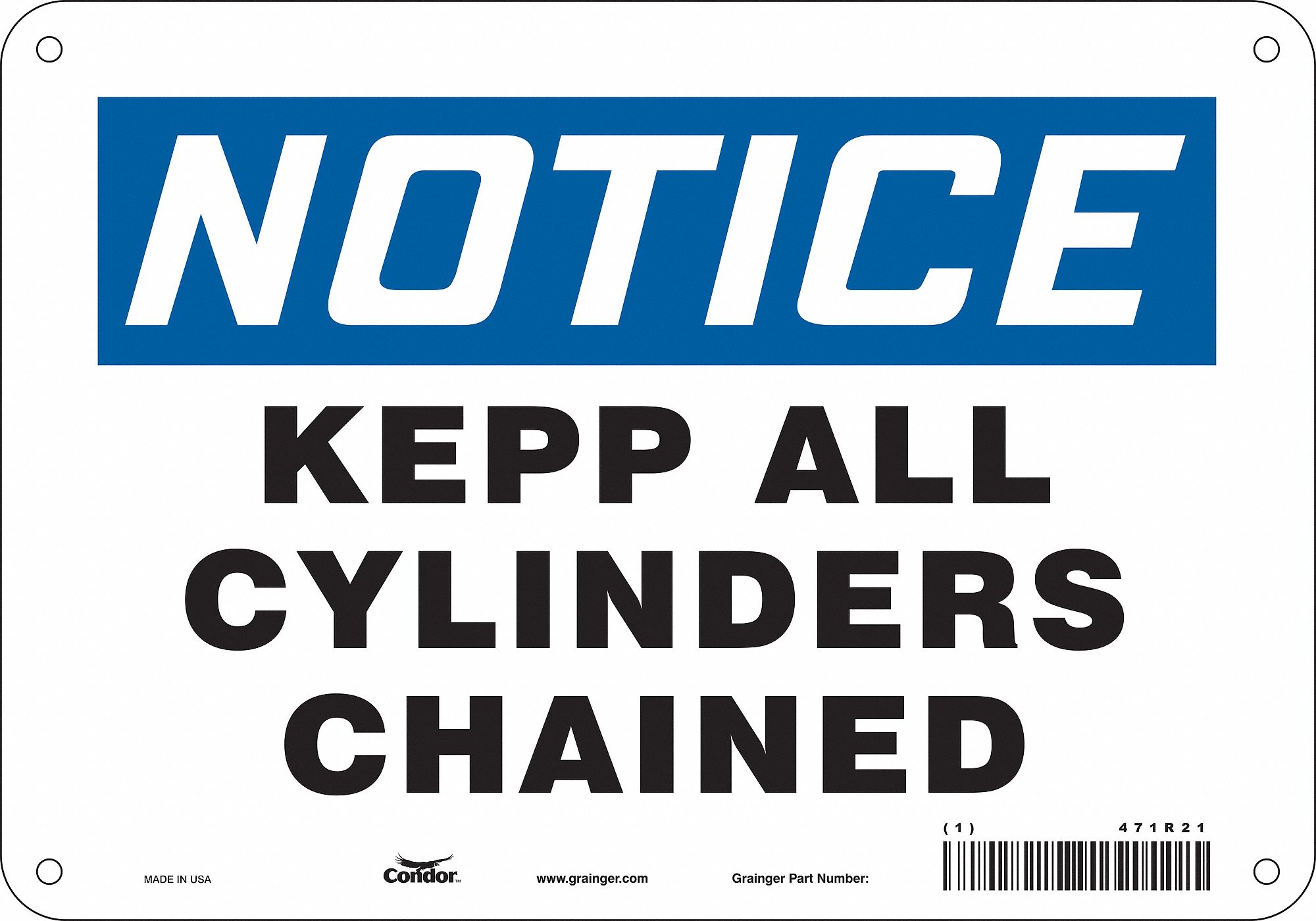 Safety Sign: Aluminum, Mounting Holes Sign Mounting, 7 in x 10 in Nominal Sign Size, 0.032 in Thick
