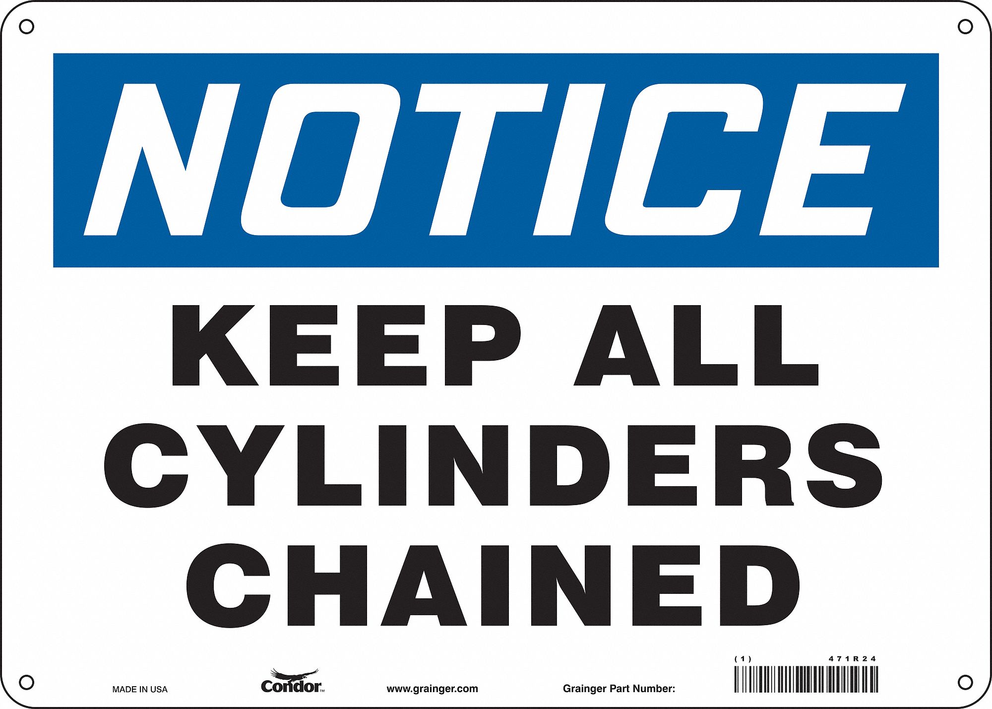Safety Sign: Polyethylene, Mounting Holes Sign Mounting, 10 in x 14 in Nominal Sign Size, Notice